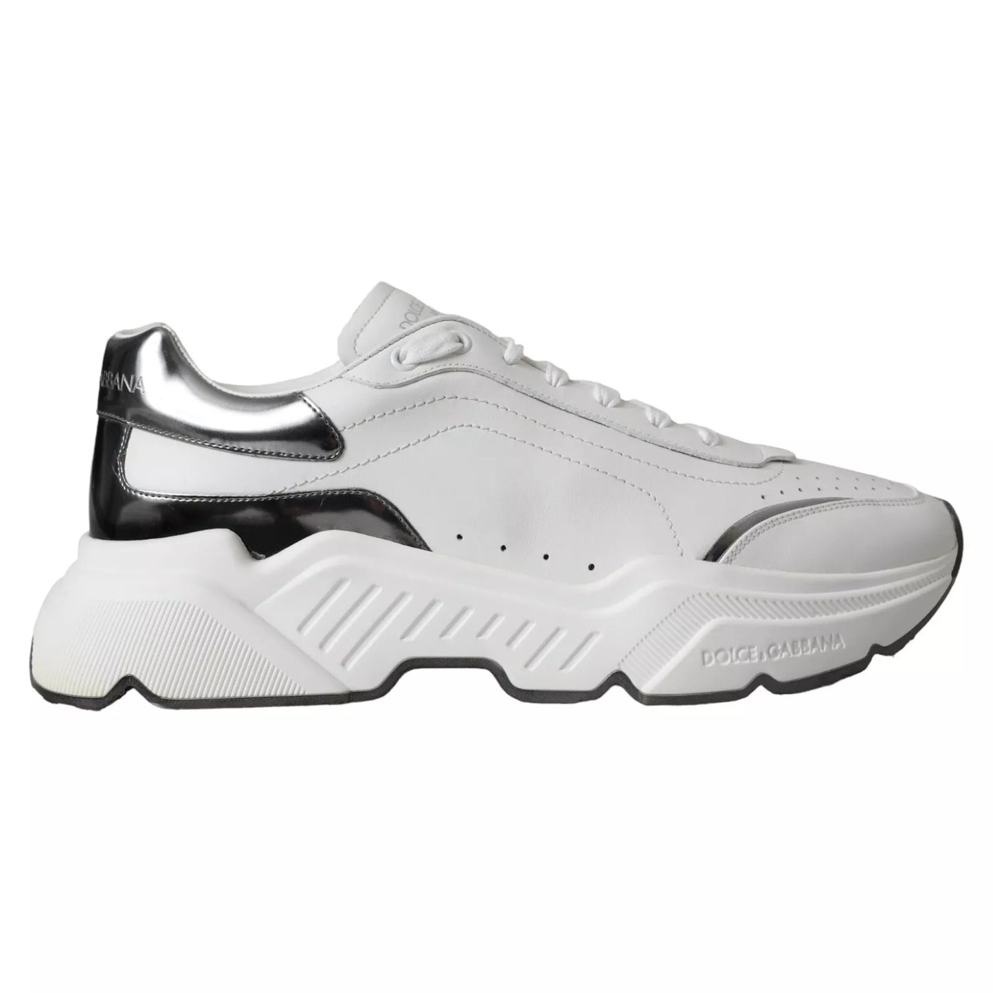 Dolce & Gabbana Weiß Silber Leder Sport DAYMASTER Turnschuhe