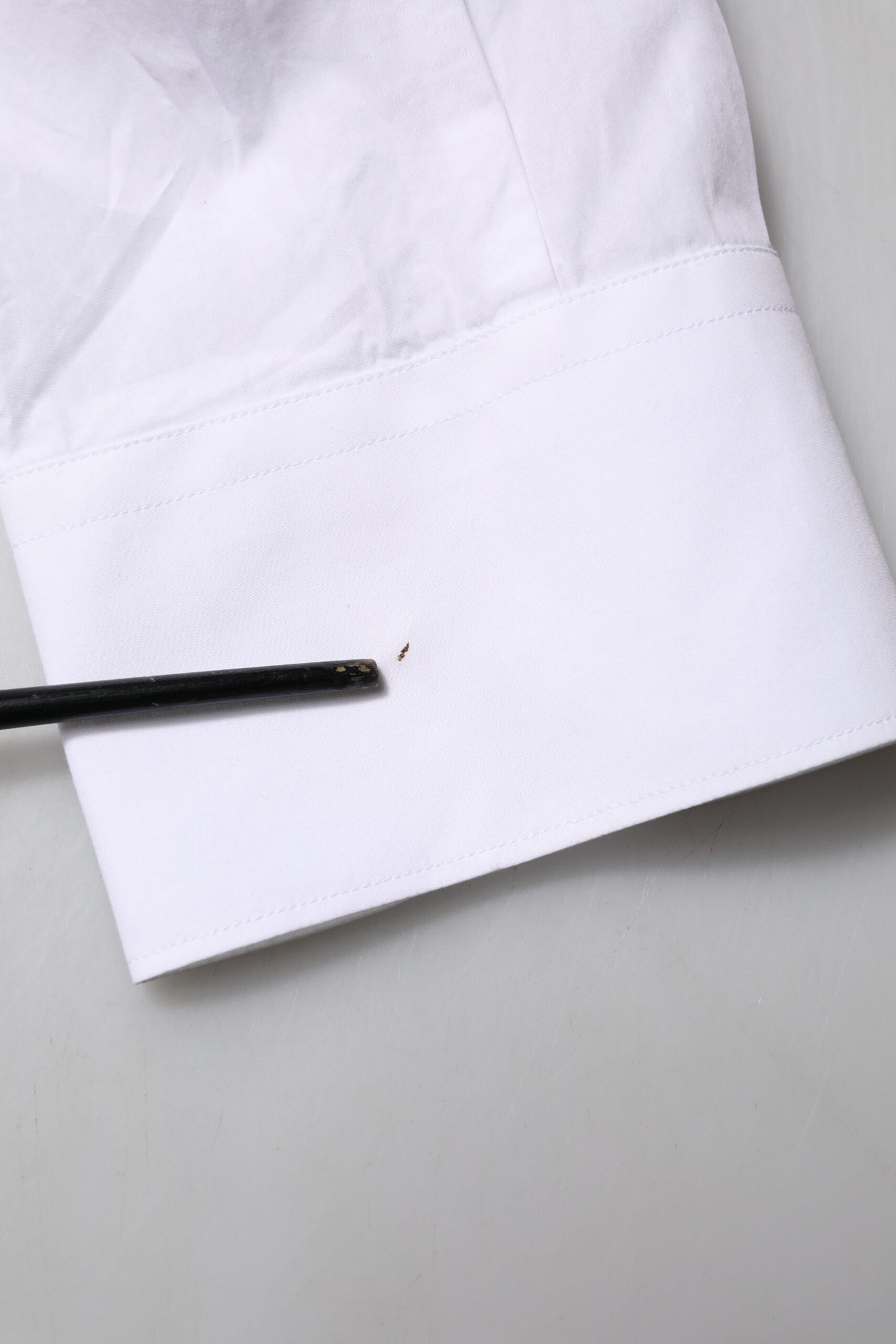 Dolce & Gabbana Weißes Lätzchen Baumwolle Popeline GOLD Herren Hemd