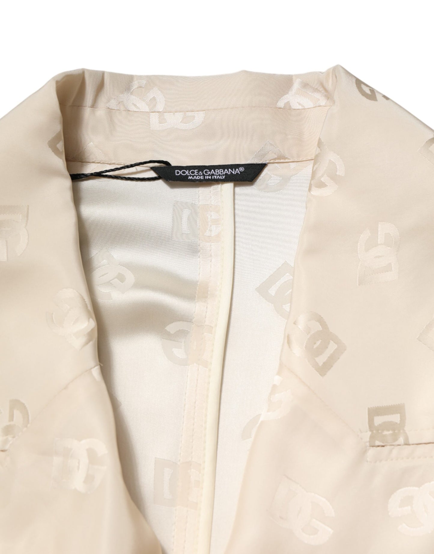 Dolce & Gabbana Beige Polyester Logo Monogramm Mantel Jacke