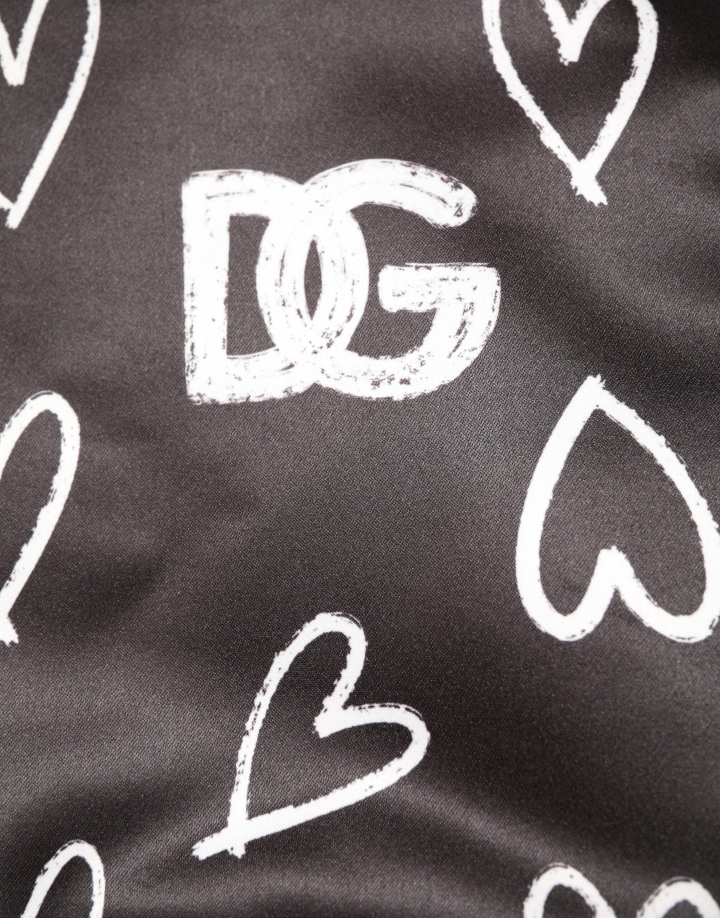 Dolce & Gabbana Schwarze Polyester-Bomberjacke mit Herz-Print