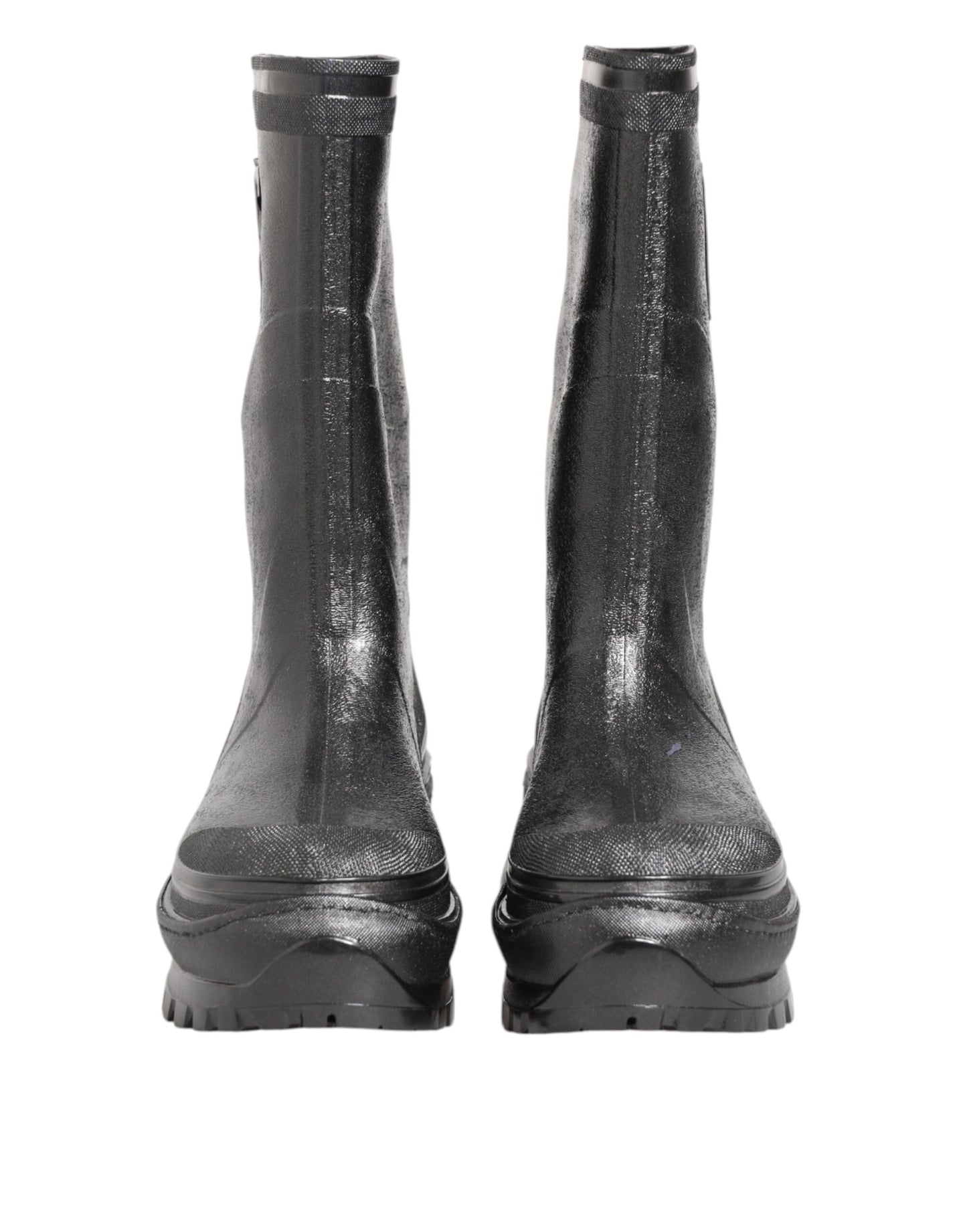 Dolce & Gabbana Metallisch Graue Pull On Regenstiefel Schuhe