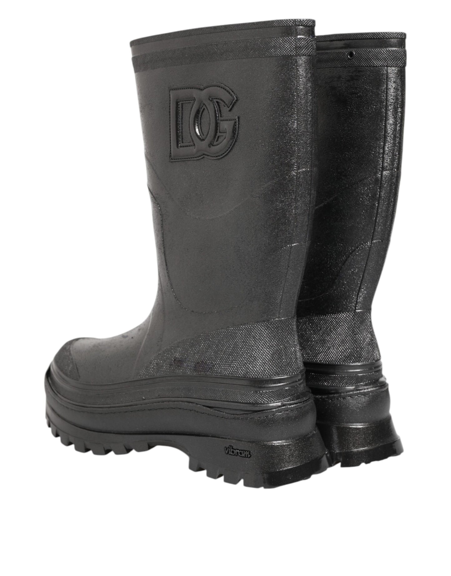 Dolce & Gabbana Metallisch Graue Pull On Regenstiefel Schuhe