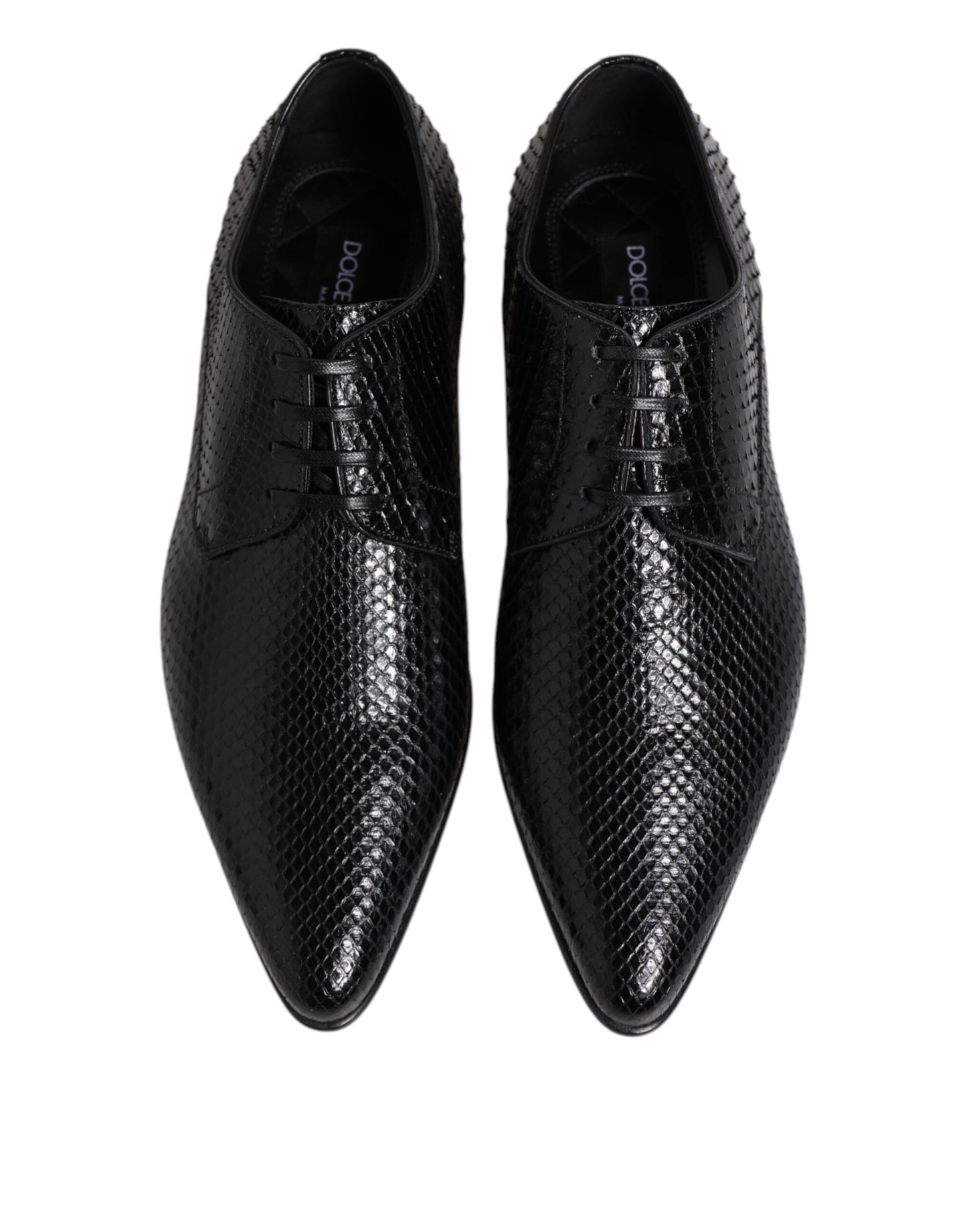 Dolce & Gabbana Schwarze Exotische Leder Schnürschuhe Derby