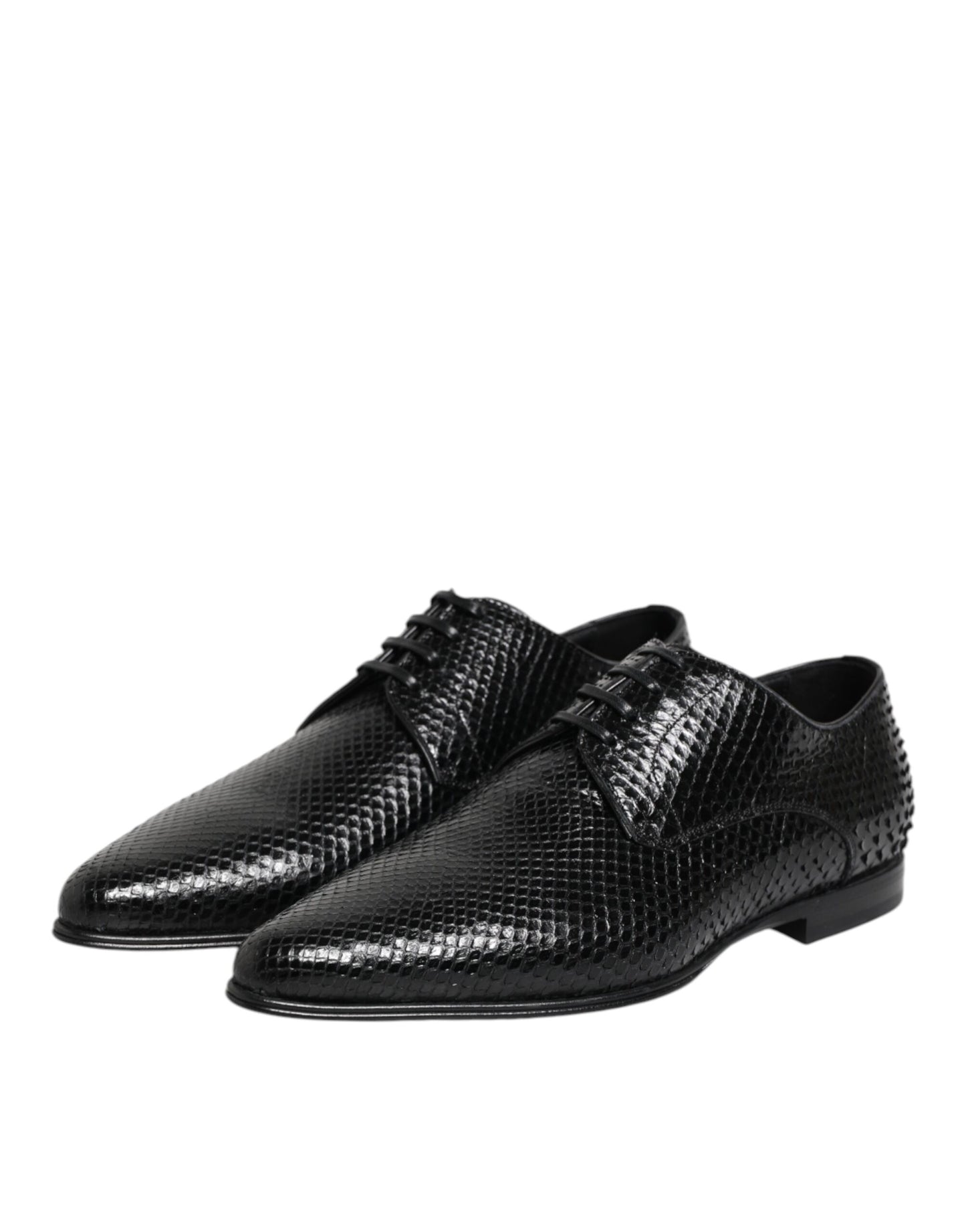 Dolce & Gabbana Schwarze Exotische Leder Schnürschuhe Derby
