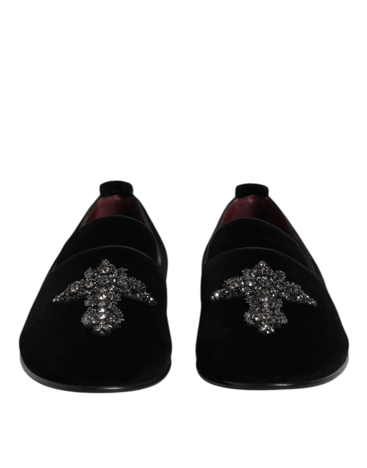 Dolce & Gabbana Schwarz Wildleder Kreuz Slip On Loafers Kleid Schuhe