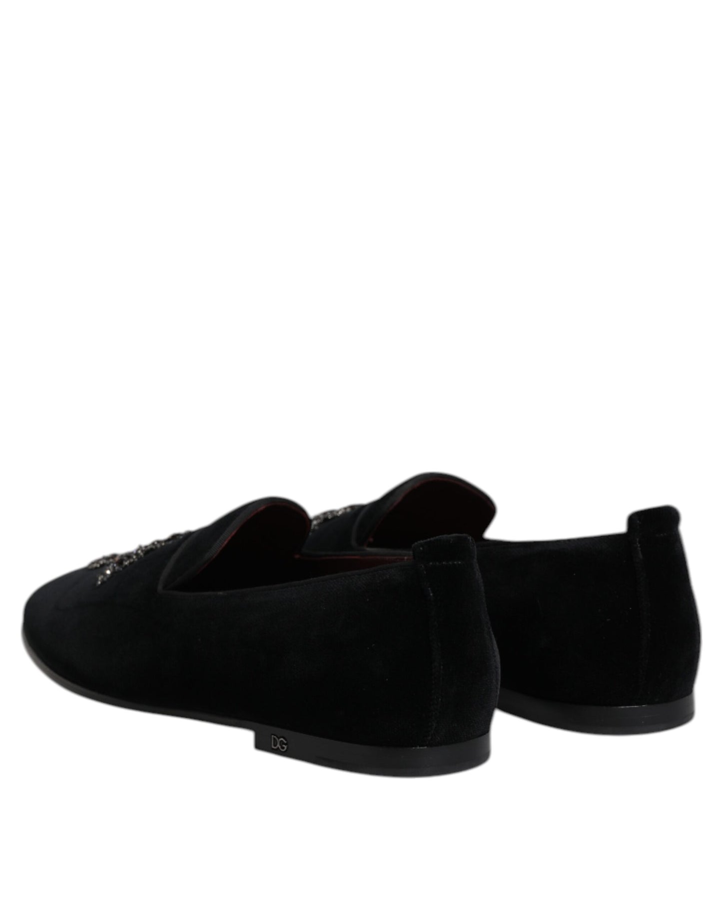Dolce & Gabbana Schwarz Wildleder Kreuz Slip On Loafers Kleid Schuhe