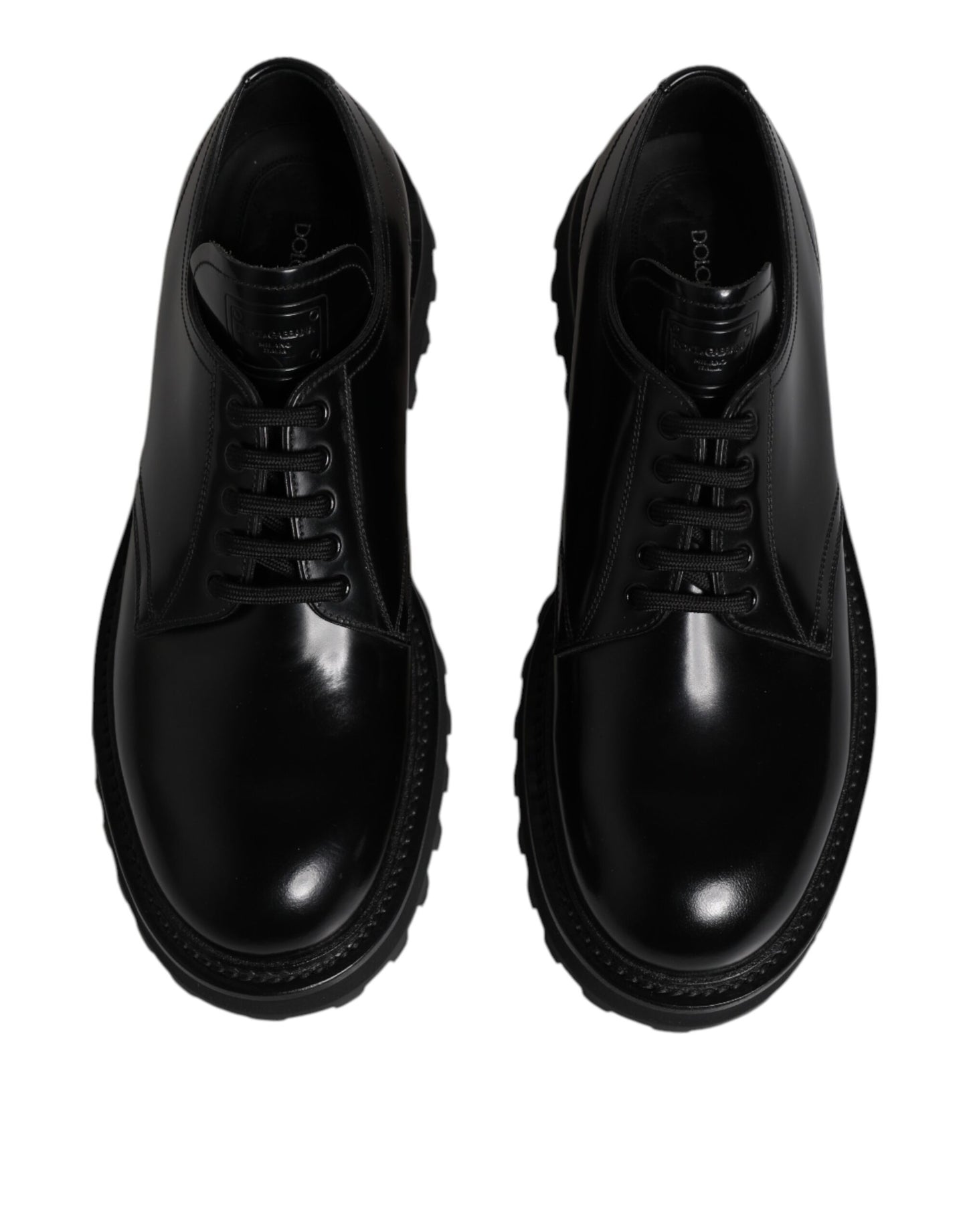 Dolce & Gabbana Schwarze Leder-Schnürschuhe für Trekking-Anzüge