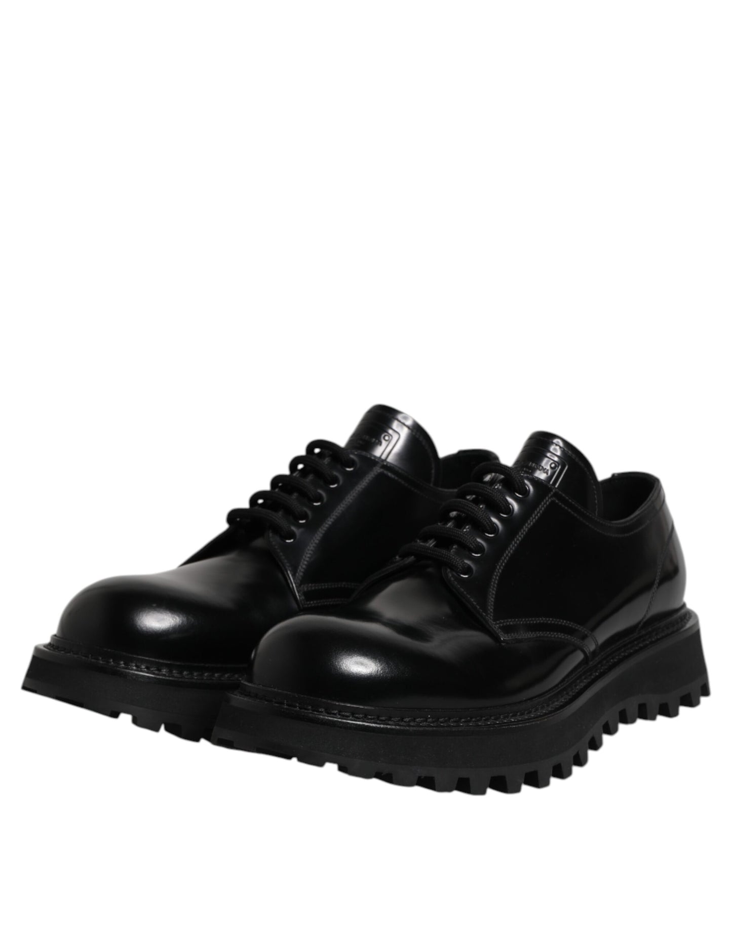 Dolce & Gabbana Schwarze Leder-Schnürschuhe für Trekking-Anzüge