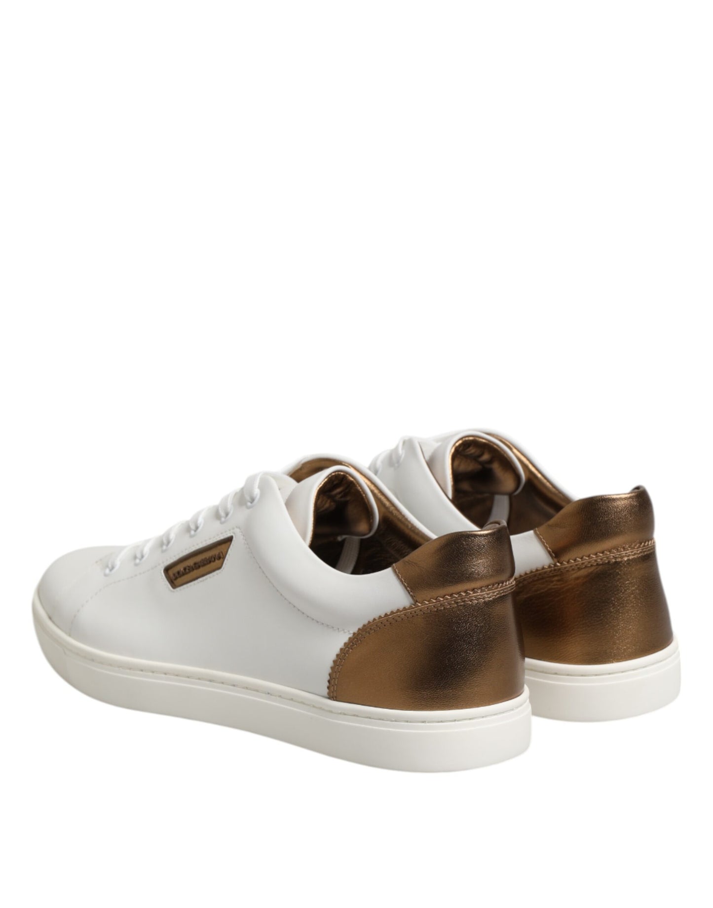 Dolce & Gabbana Weiß Braun Leder Low Top Männer Turnschuhe Schuhe