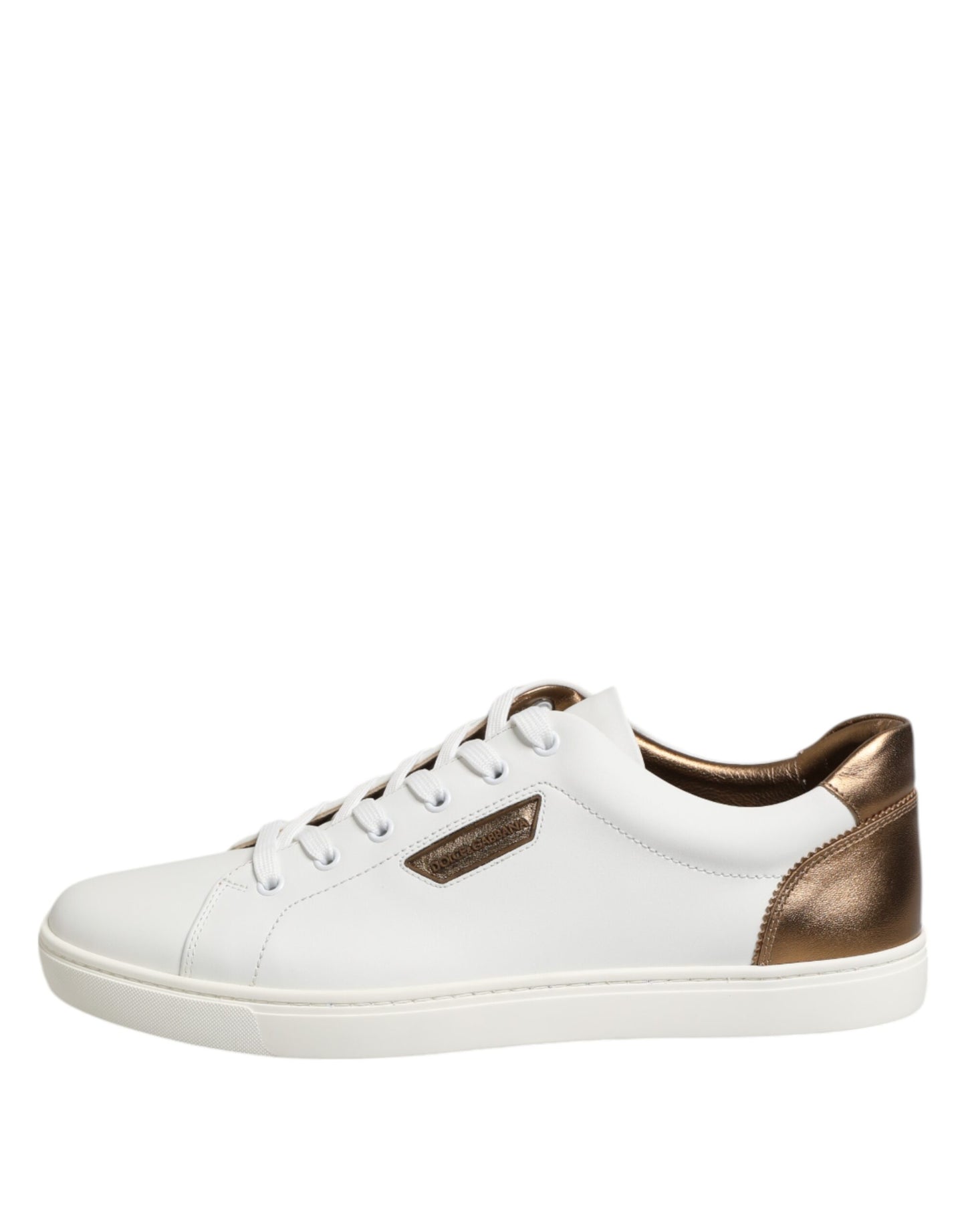 Dolce & Gabbana Weiß Braun Leder Low Top Männer Turnschuhe Schuhe