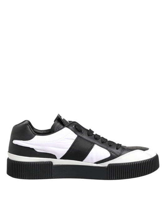 Dolce & Gabbana Schwarz Weiß Leder MIAMI Low Top Sneakers Schuhe