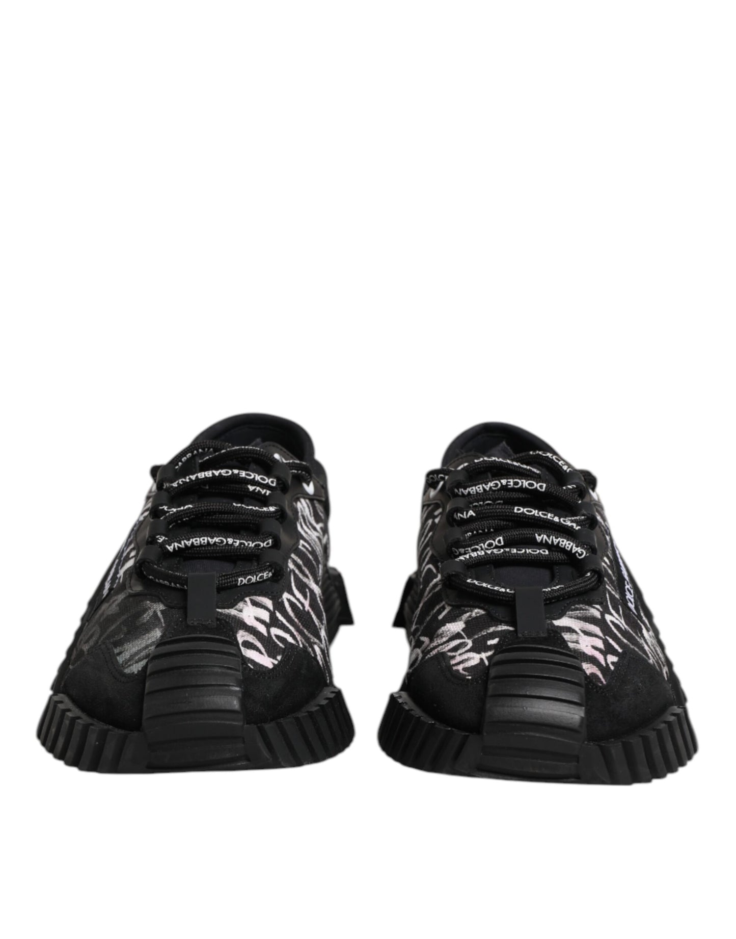 Dolce & Gabbana Schwarz Weiß NS1 Lace Up Low Top Sneakers Schuhe