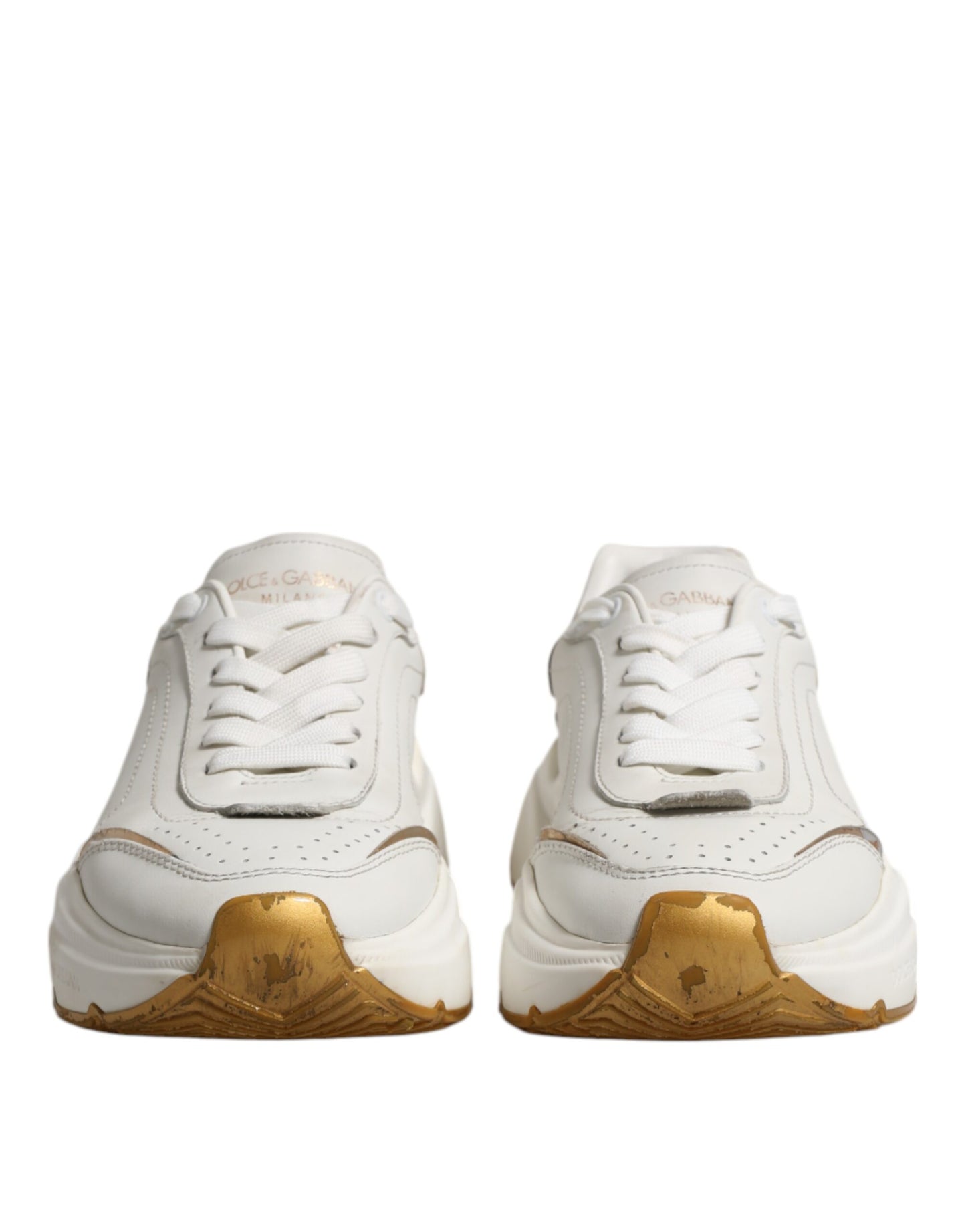 Dolce & Gabbana Weiß Gold Daymaster Low Top Turnschuhe Schuhe