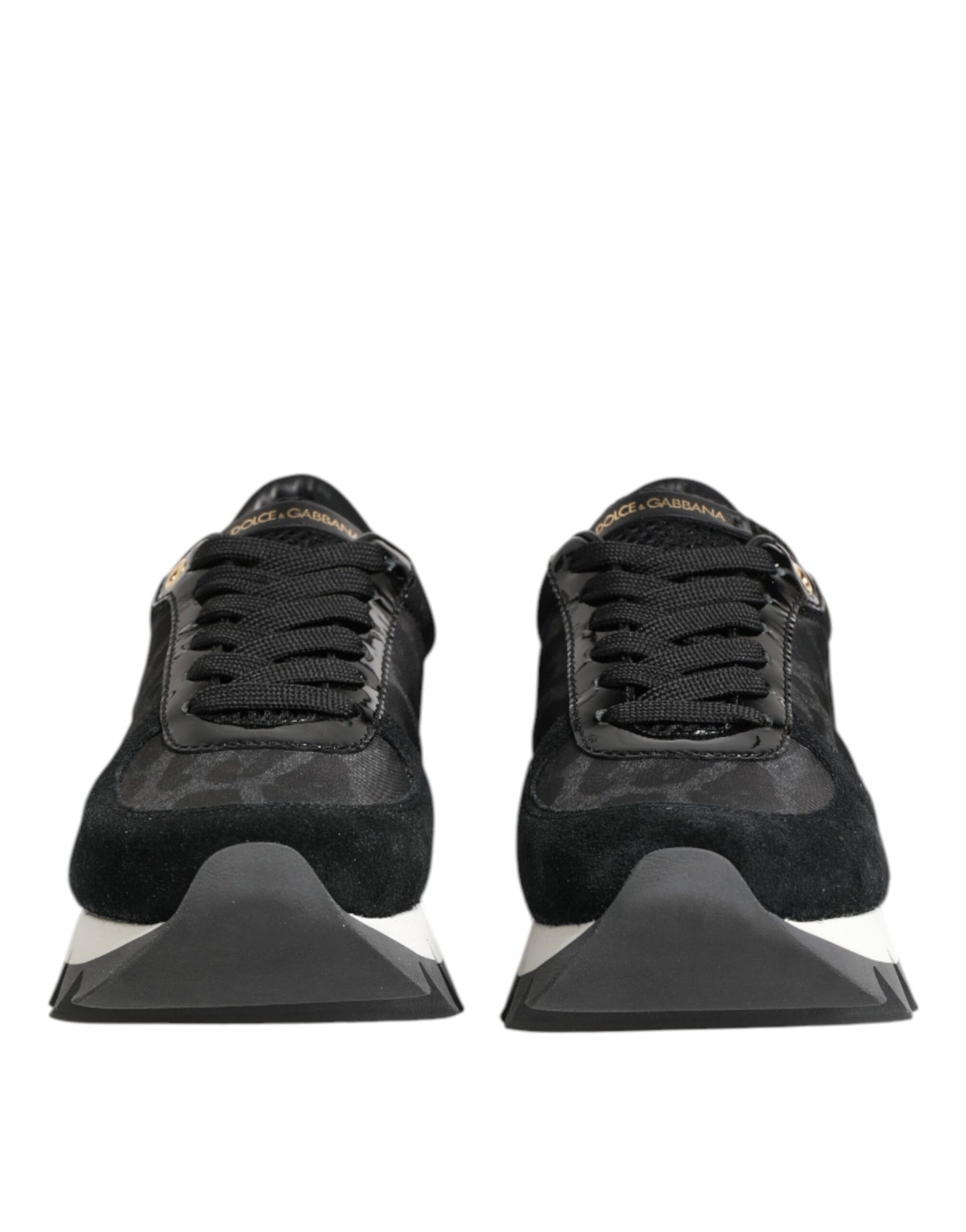 Dolce & Gabbana Schwarz Grau Leopard Low Top Turnschuhe Schuhe