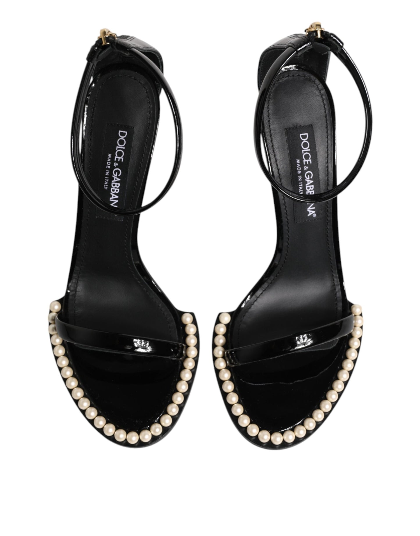 Dolce & Gabbana Schwarz KEIRA Perlenverzierte Sandalen Schuhe