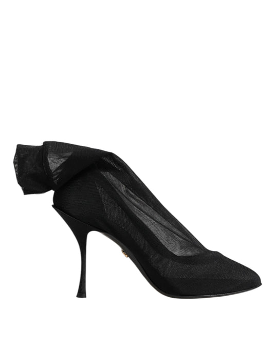 Dolce & Gabbana Schwarz Seide Stretch Mesh Socke Stiefel Schuhe