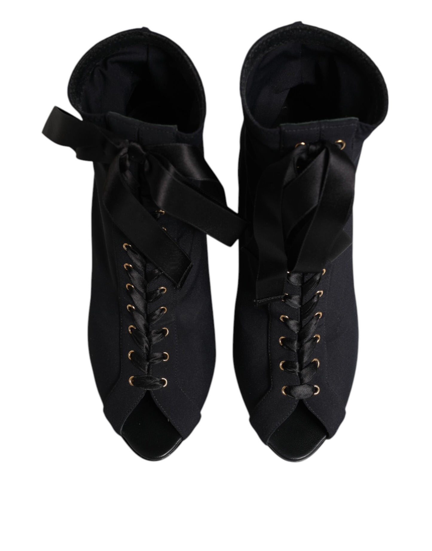Dolce & Gabbana Schwarz Stiletto Heels Lace Up Stiefel Schuhe