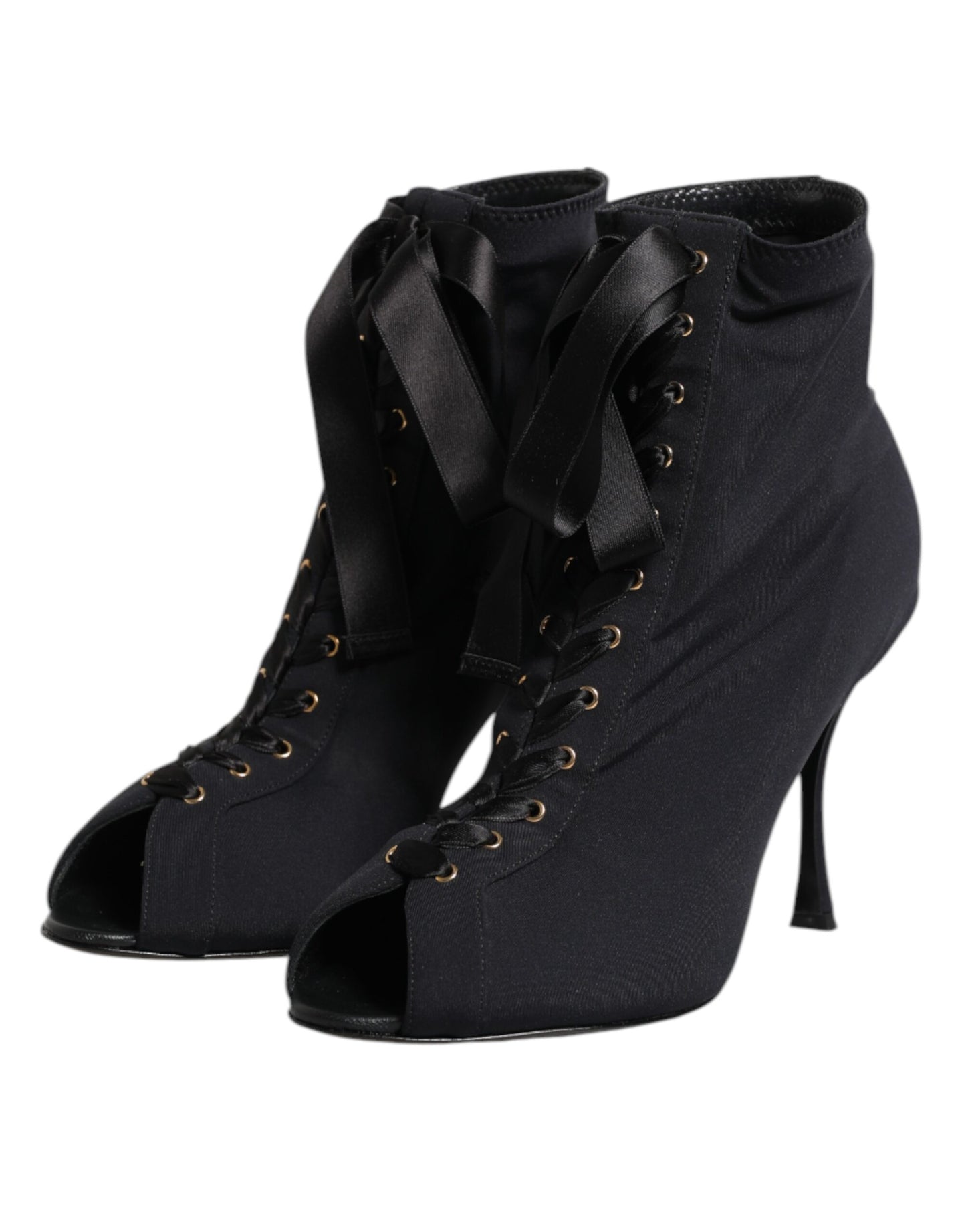 Dolce & Gabbana Schwarz Stiletto Heels Lace Up Stiefel Schuhe