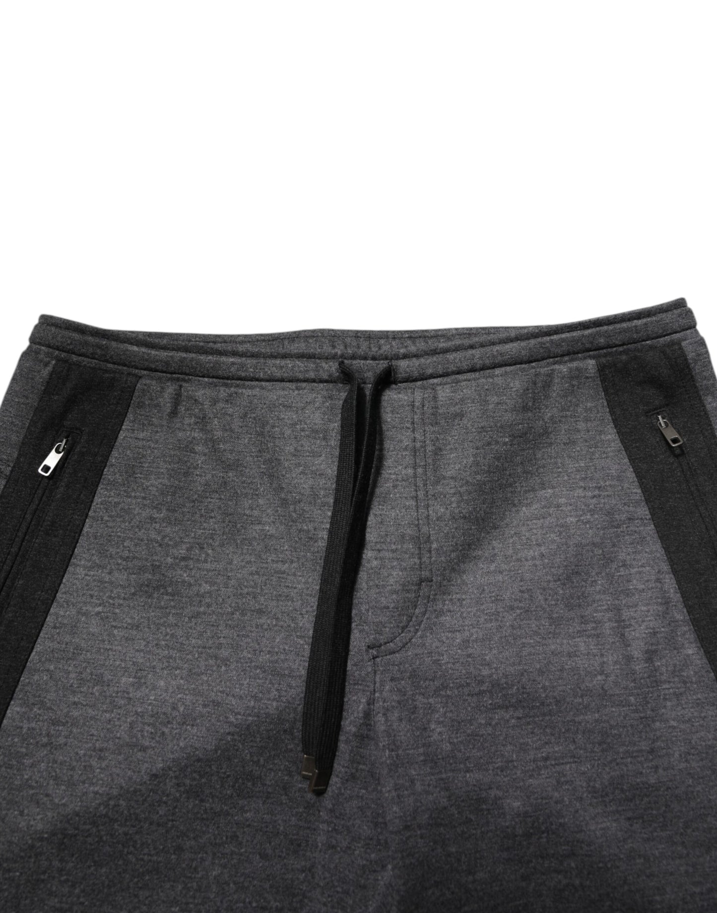 Dolce & Gabbana Graue Schwarze Wollmischung Jogger-Sweatpants Hose