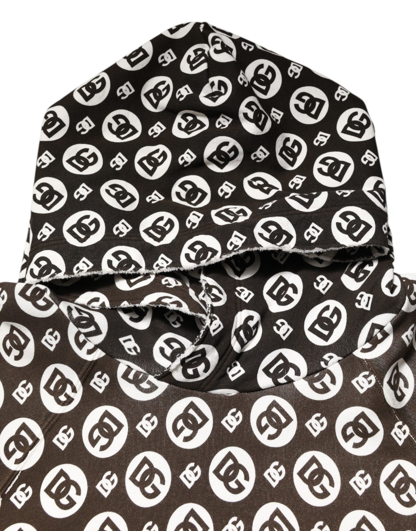 Dolce & Gabbana Braun Weiß DG Logo Kurzer Kapuzenpullover