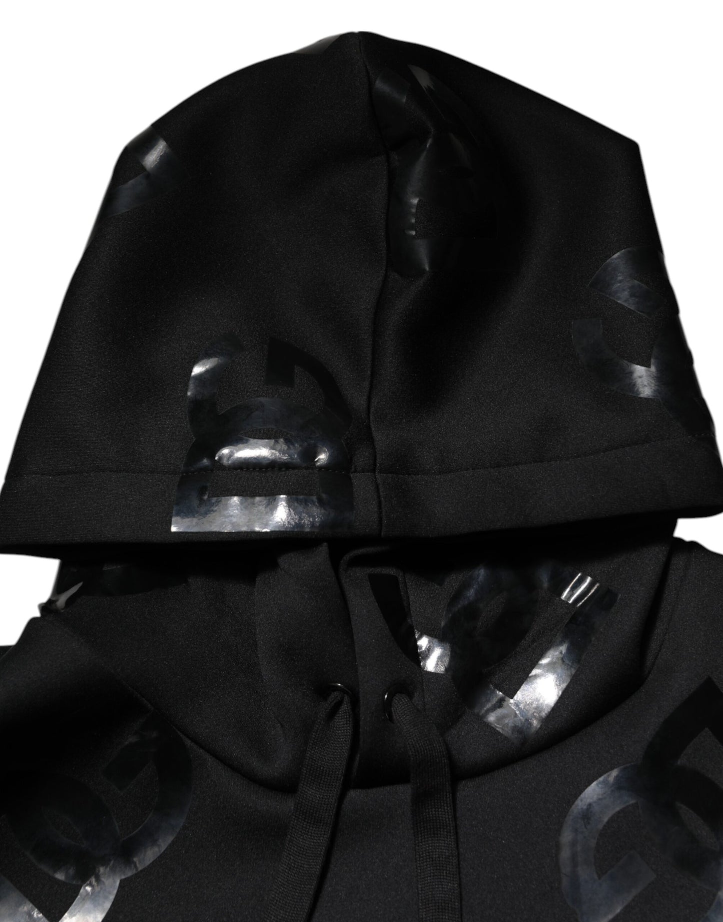 Dolce & Gabbana Schwarzer DG Logo-Kapuzenpullover mit Metallic-Druck