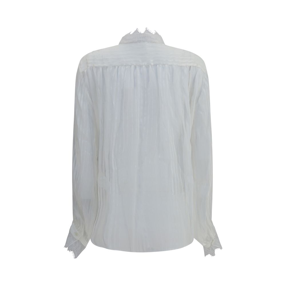 Chloé Bluse aus gerafftem Seidenmusselin und Spitze