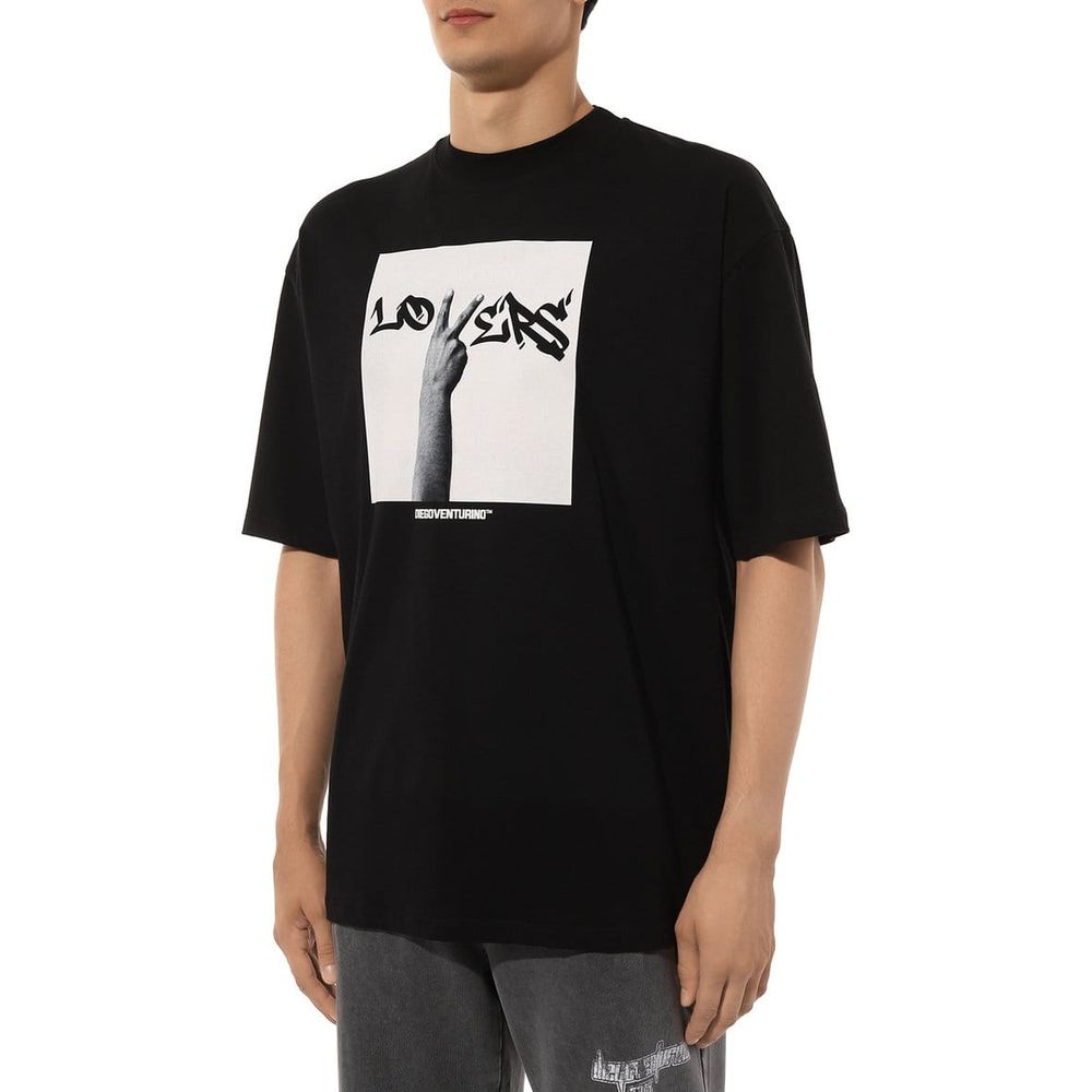 Diego Venturino Schwarzes T-Shirt aus Baumwolle