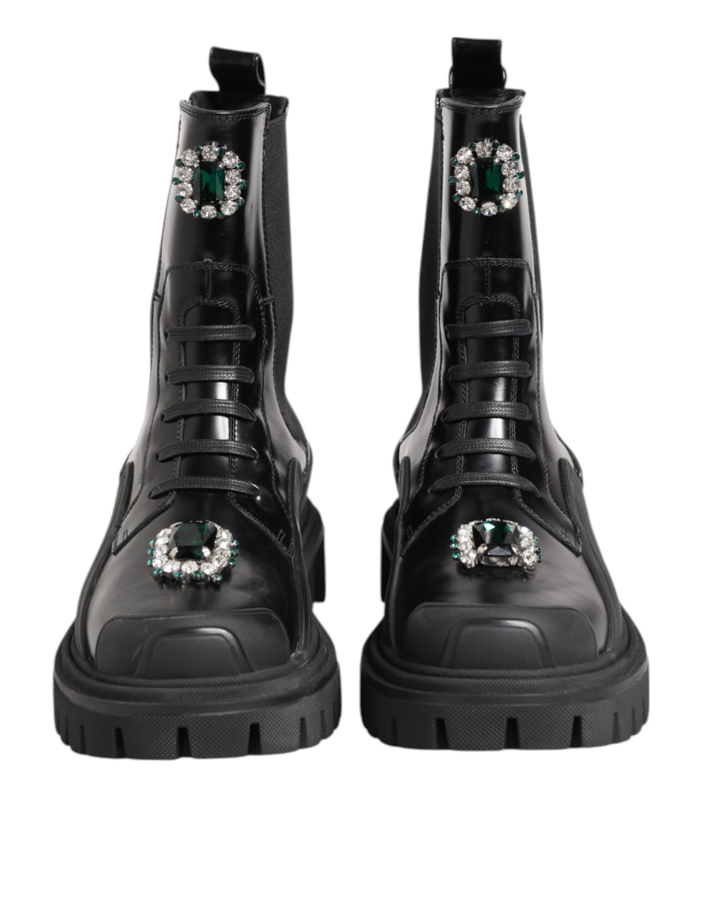 Dolce & Gabbana Schwarzer Kristall verschönert Kampfstiefel Schuhe