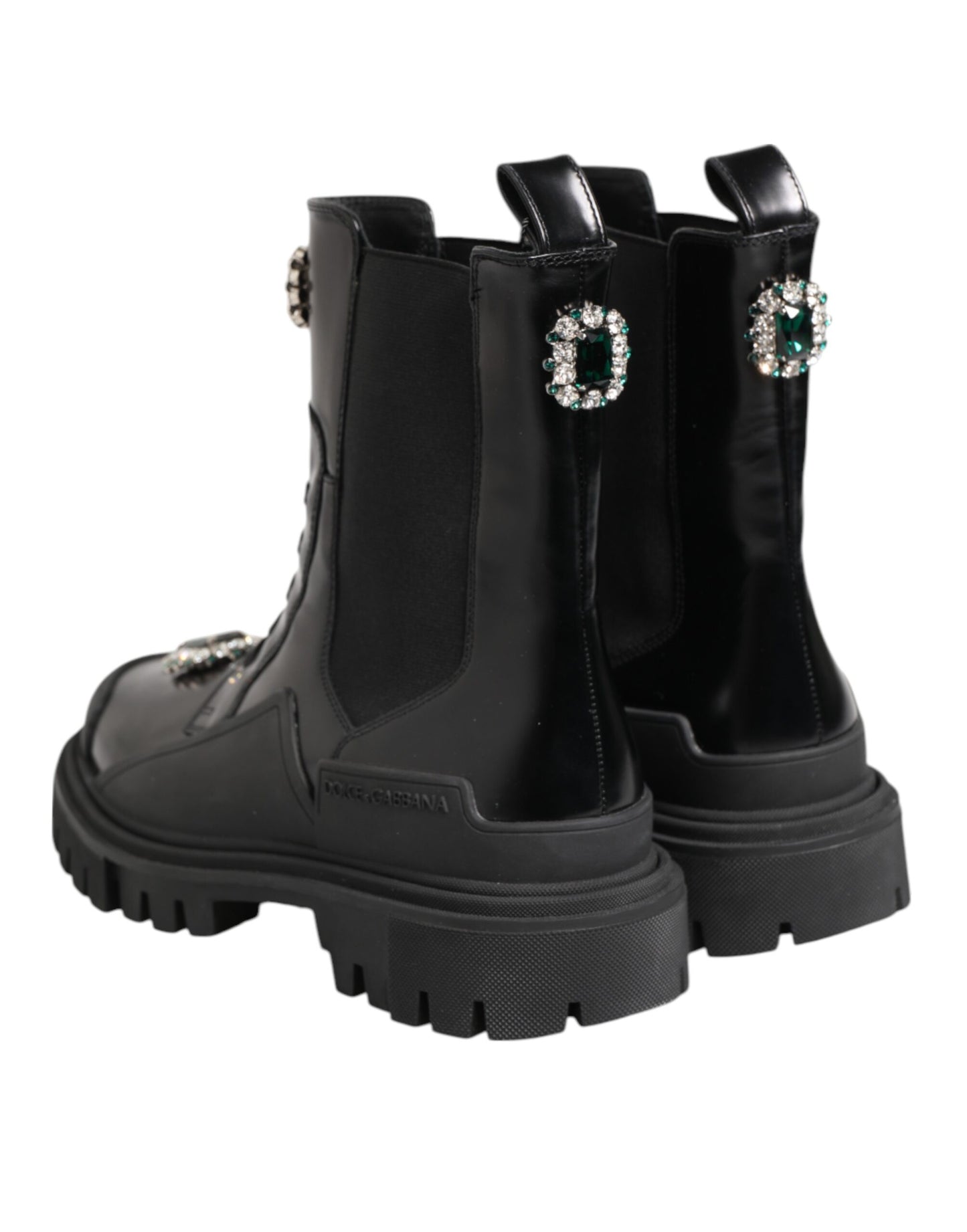 Dolce & Gabbana Schwarzer Kristall verschönert Kampfstiefel Schuhe