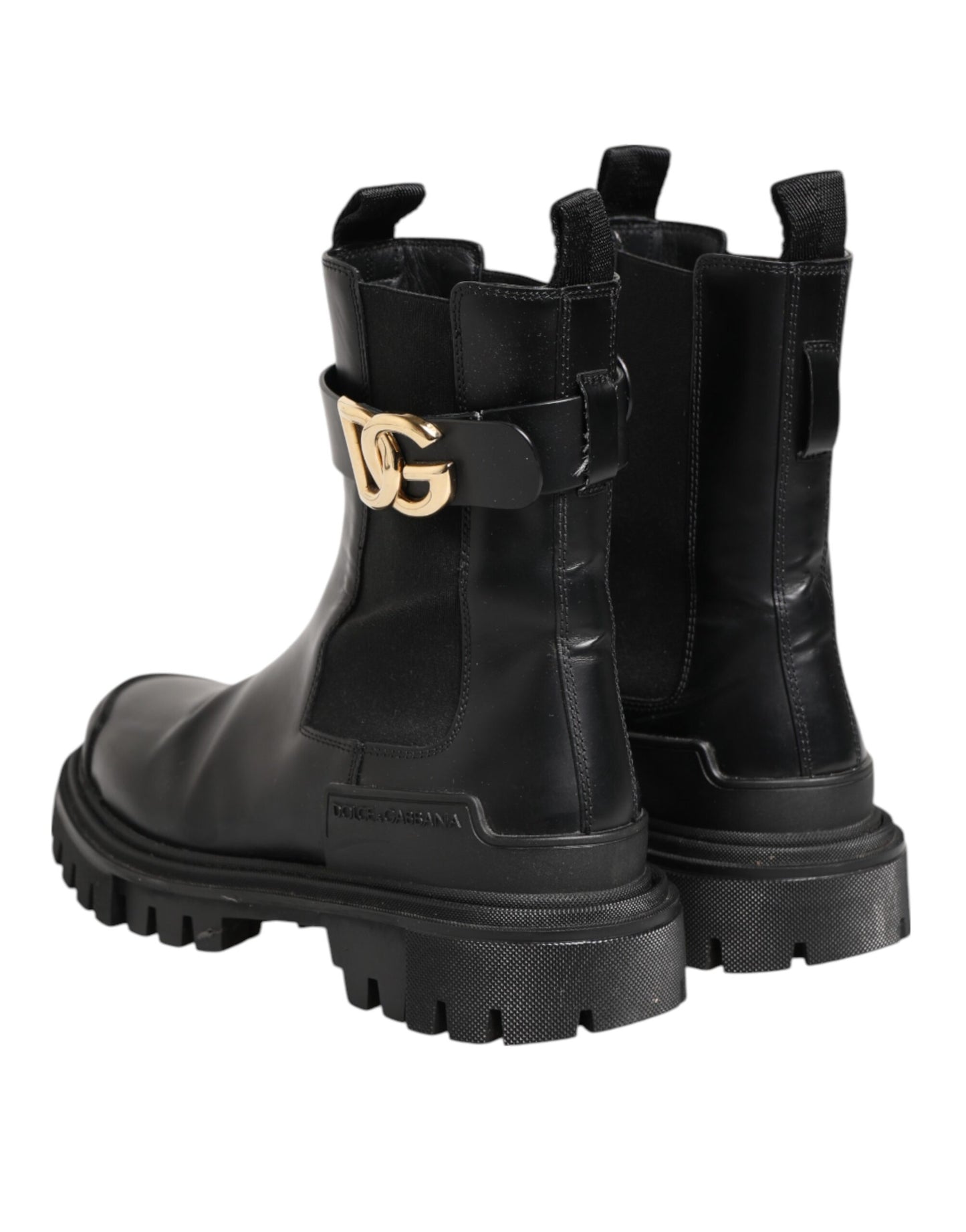 Dolce & Gabbana Schwarz Gold DG Logo Trekking Wadenstiefel Schuhe