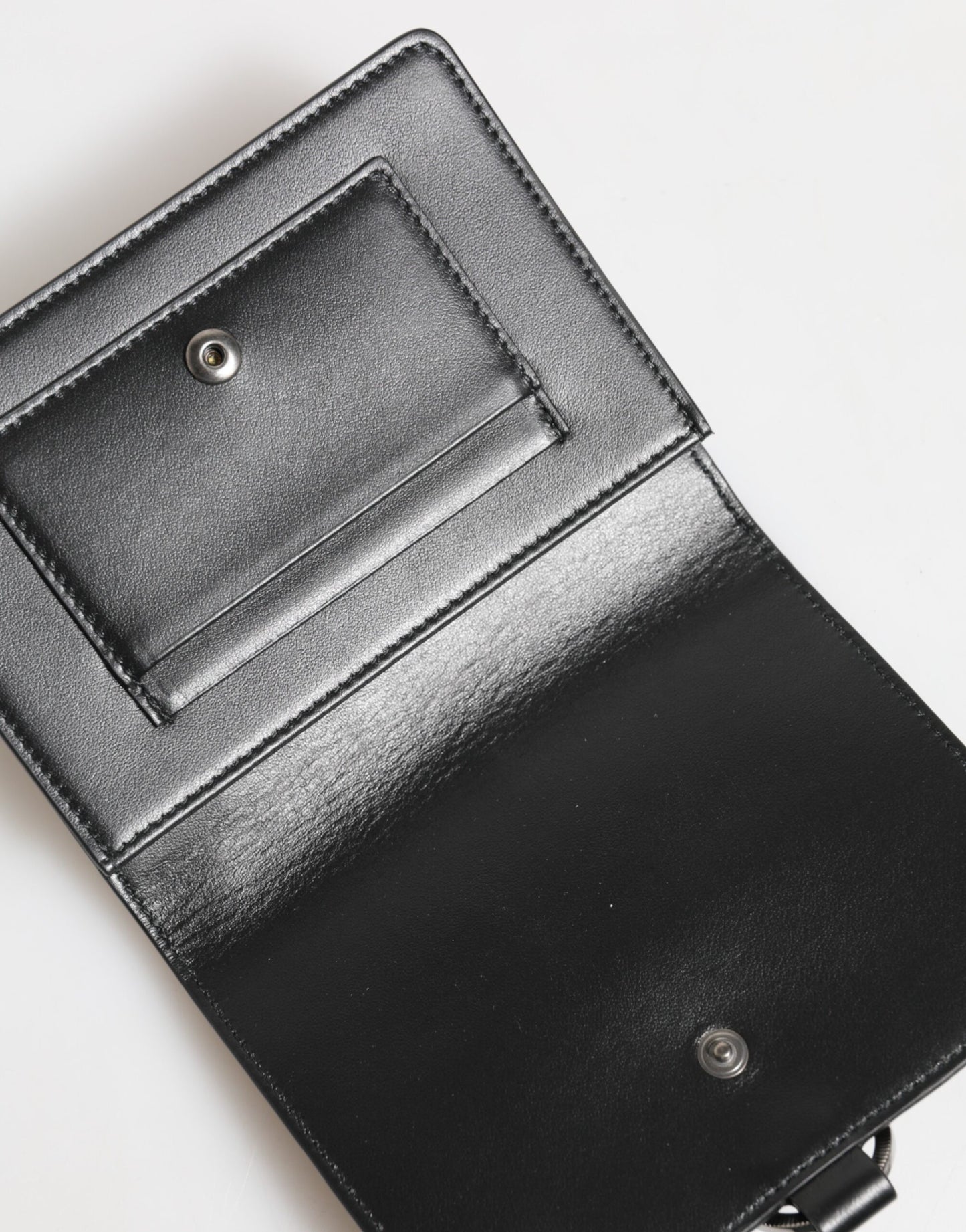 Dolce & Gabbana Schwarzes Leder Crystal verschönert Kartenhalter Brieftasche