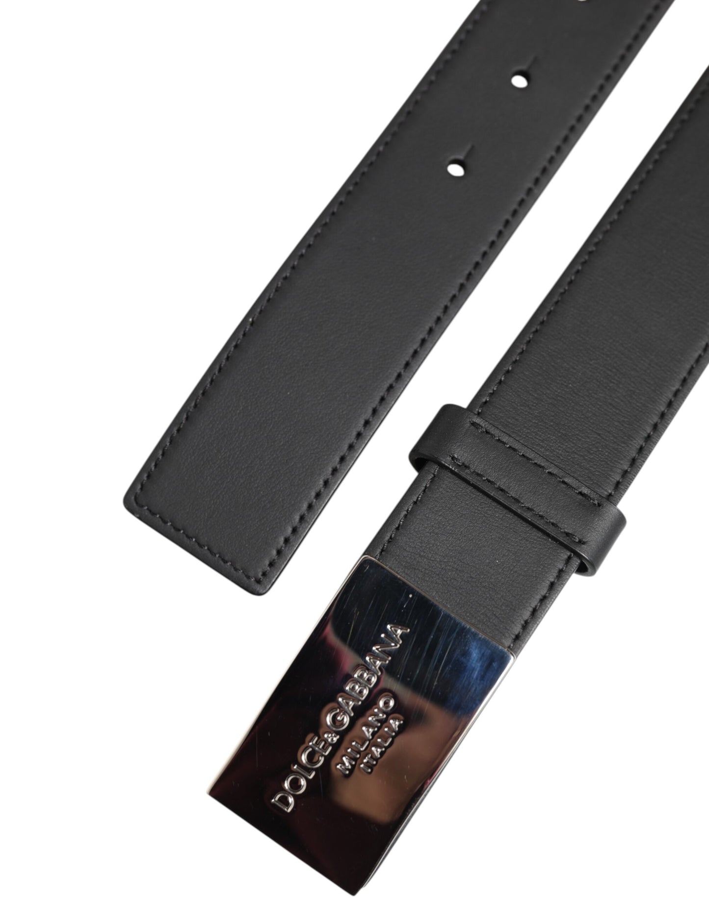 Dolce & Gabbana Schwarzer Leder-Gürtel mit klassischer Metall-Logo-Schnalle