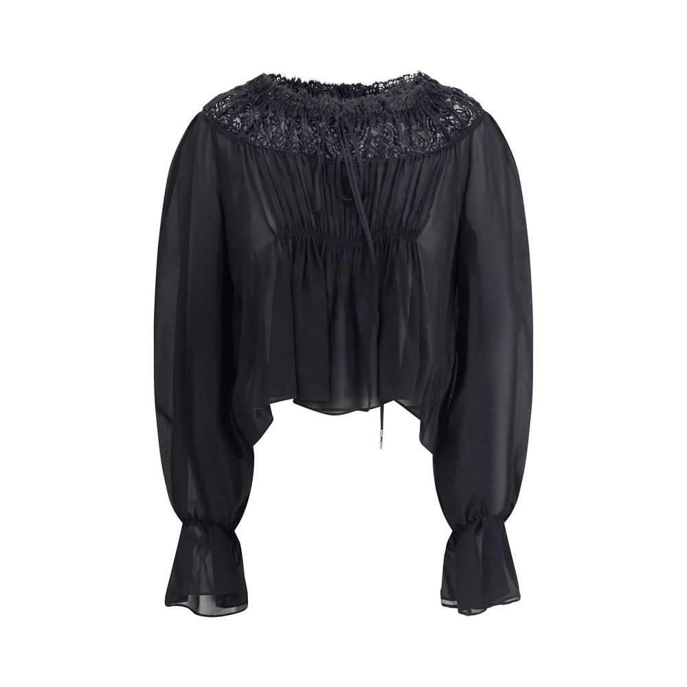 Chloé Top aus Seiden-Georgette und Spitze