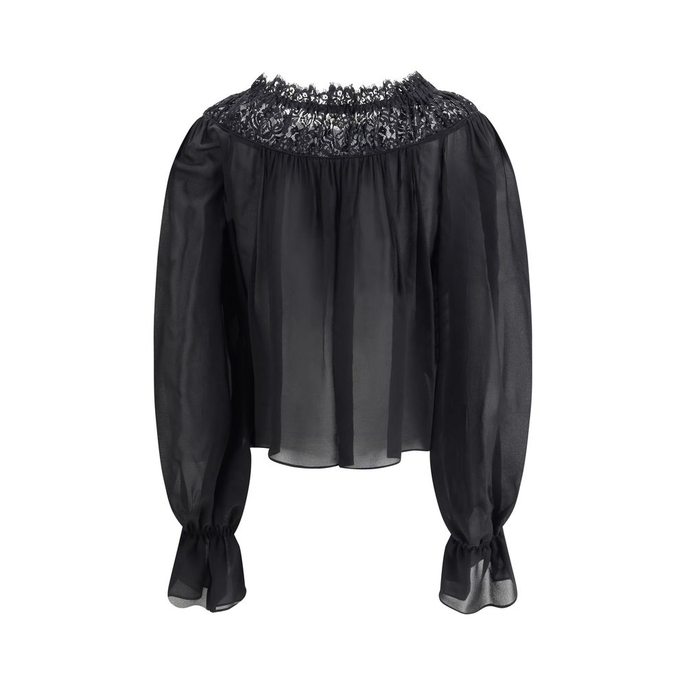 Chloé Top aus Seiden-Georgette und Spitze