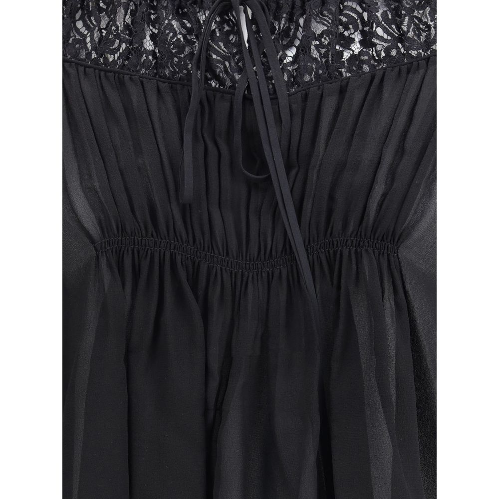 Chloé Top aus Seiden-Georgette und Spitze