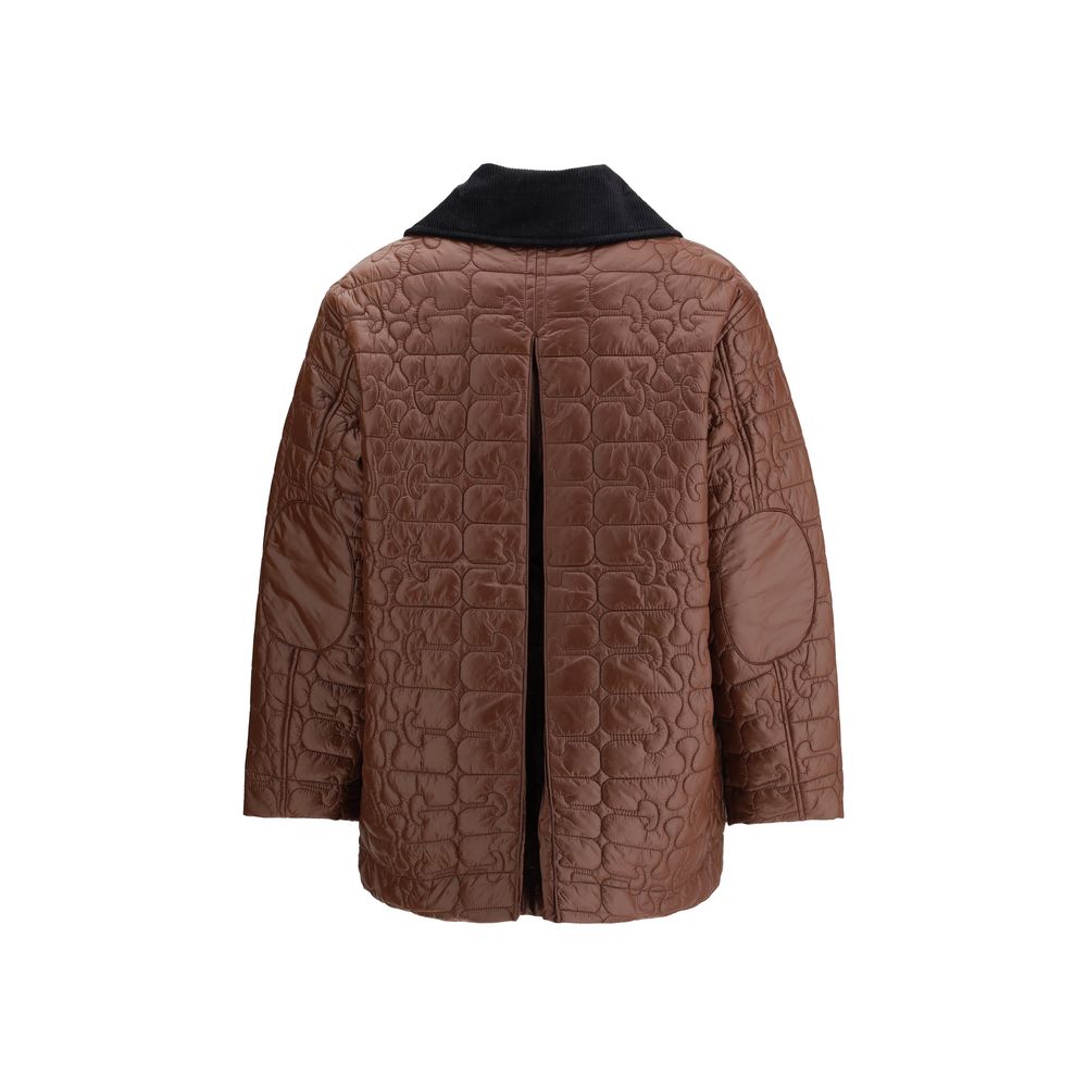 Ganni Glänzende Stepp-Midi-Jacke