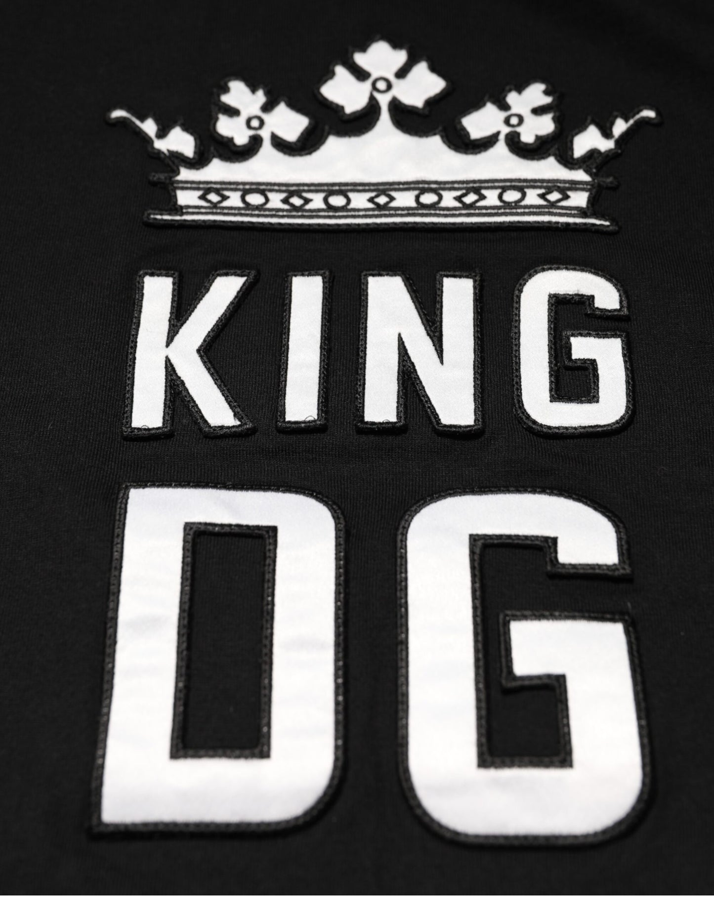 Dolce & Gabbana Schwarzes DG King Crown Baumwoll-T-Shirt mit Rundhalsausschnitt