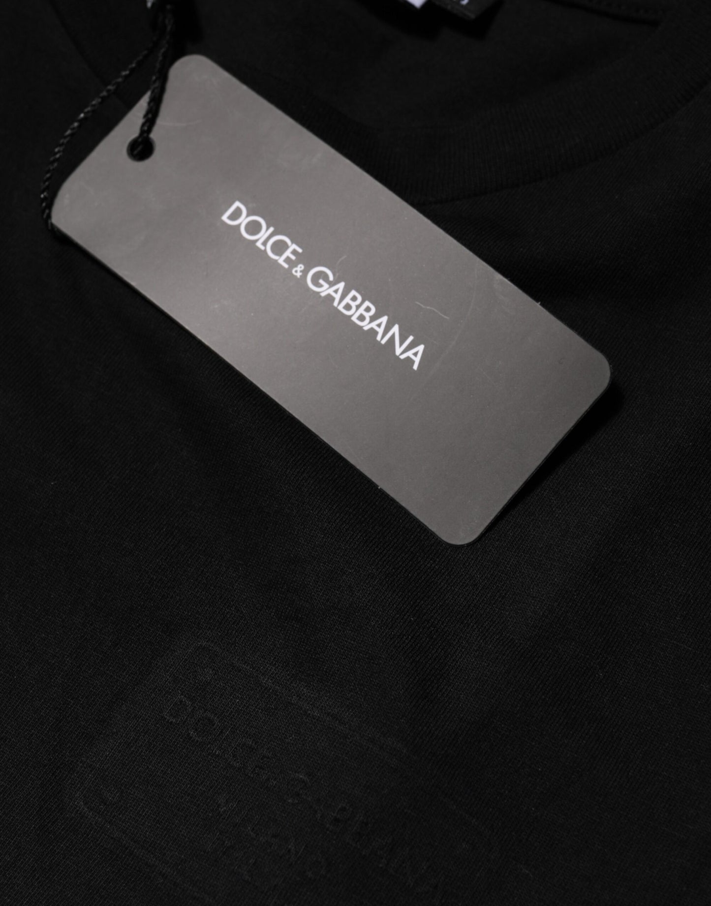 Dolce & Gabbana Schwarzes Baumwoll-T-Shirt mit Rundhalsausschnitt und kurzen Ärmeln