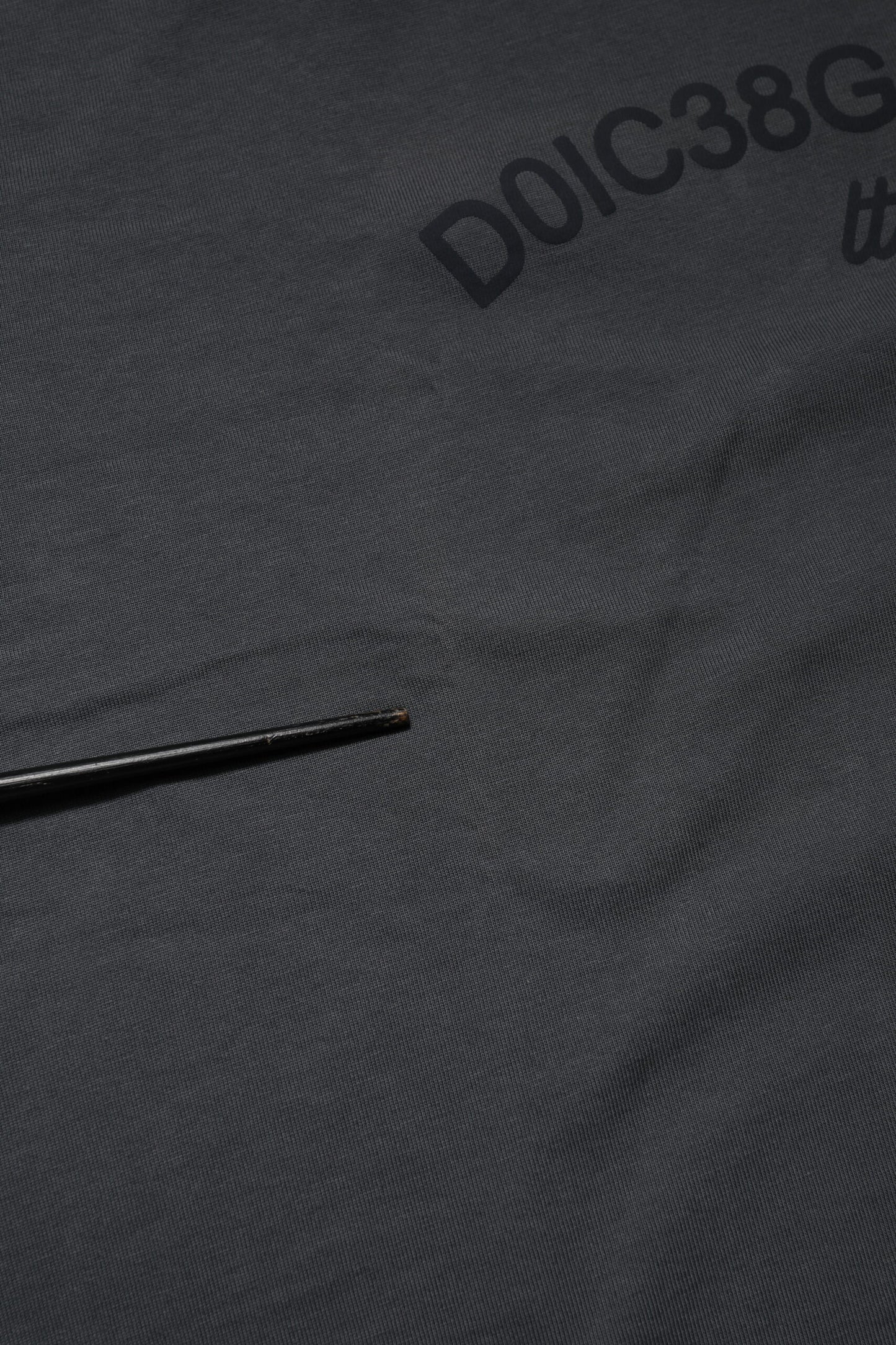 Dolce & Gabbana Graues Logo-Grafik-T-Shirt mit Rundhalsausschnitt aus Baumwolle