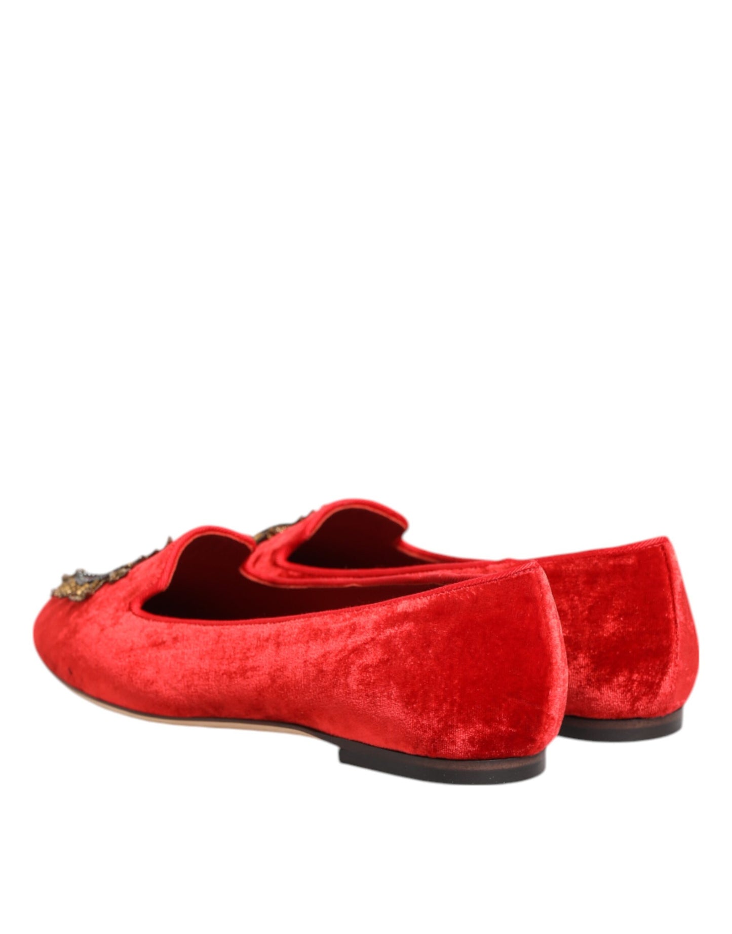 Dolce & Gabbana Rot Samt DG Herz Loafers Flats Schuhe