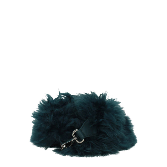 Fendi Grüne Leder-Umhängetasche