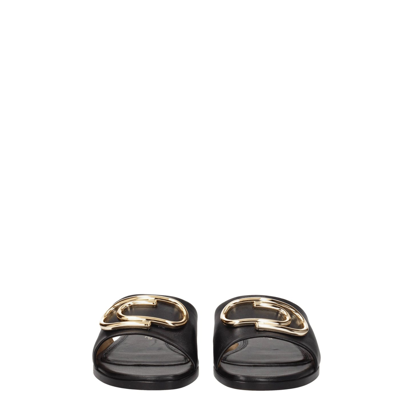 Off-White Schwarze Lederpantoffeln Sandalen
