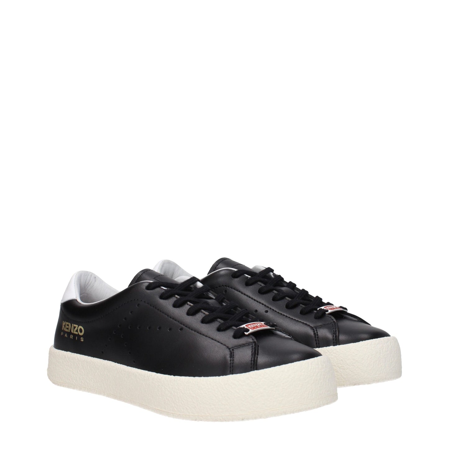 Kenzo Schwarze Leder Low Tops