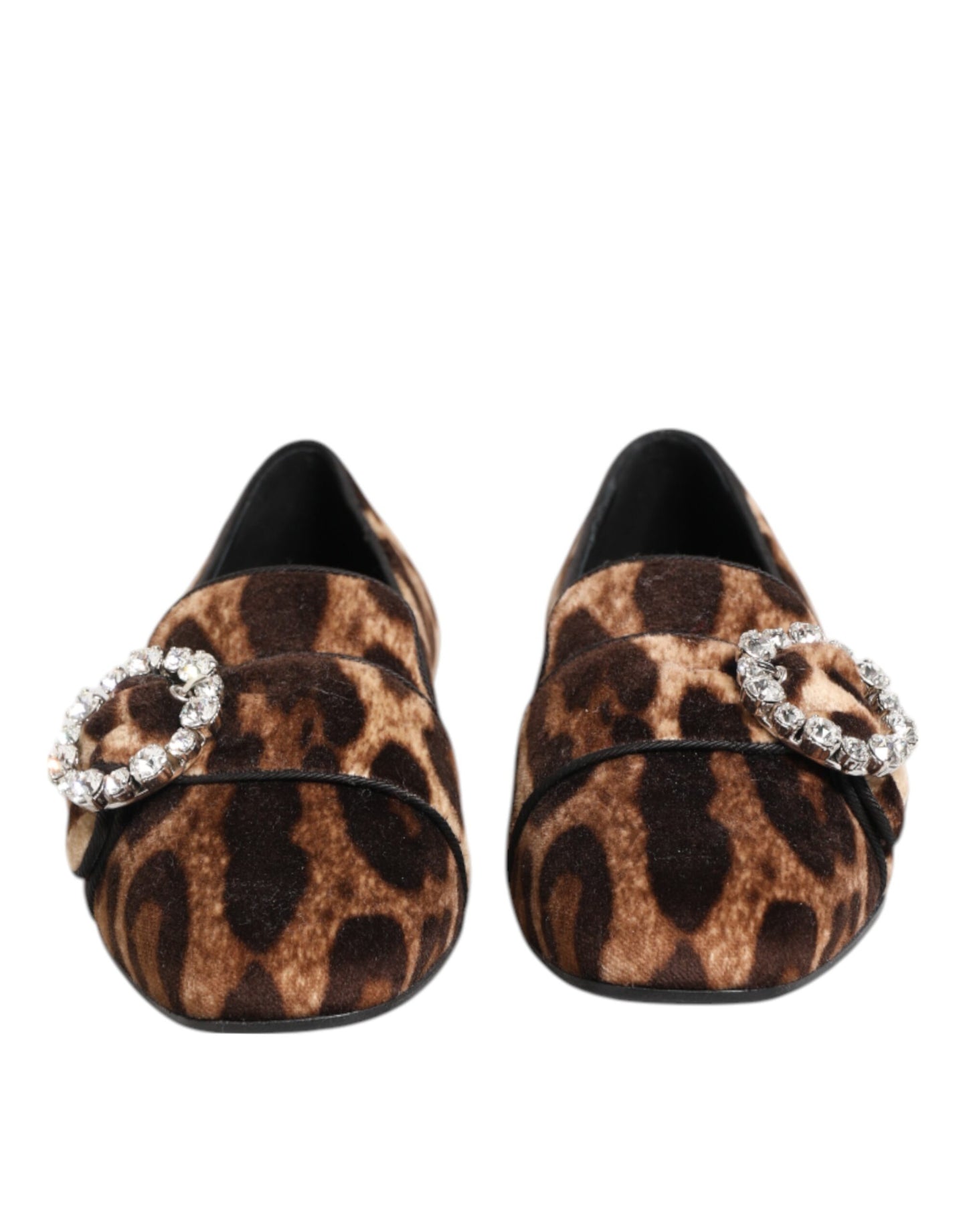 Dolce & Gabbana Braun Leopard Print Kristalle Loafers Flats Schuhe