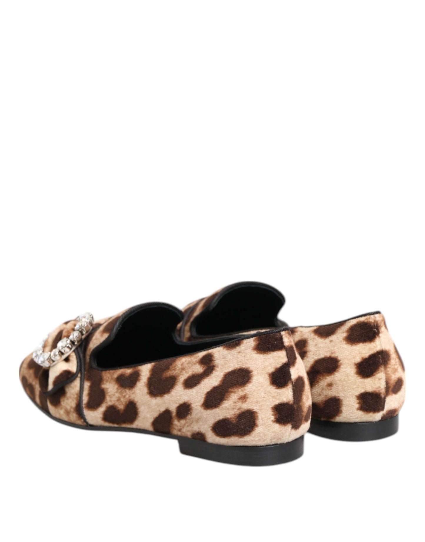 Dolce & Gabbana Braun Leopard Print Kristalle Loafers Flats Schuhe