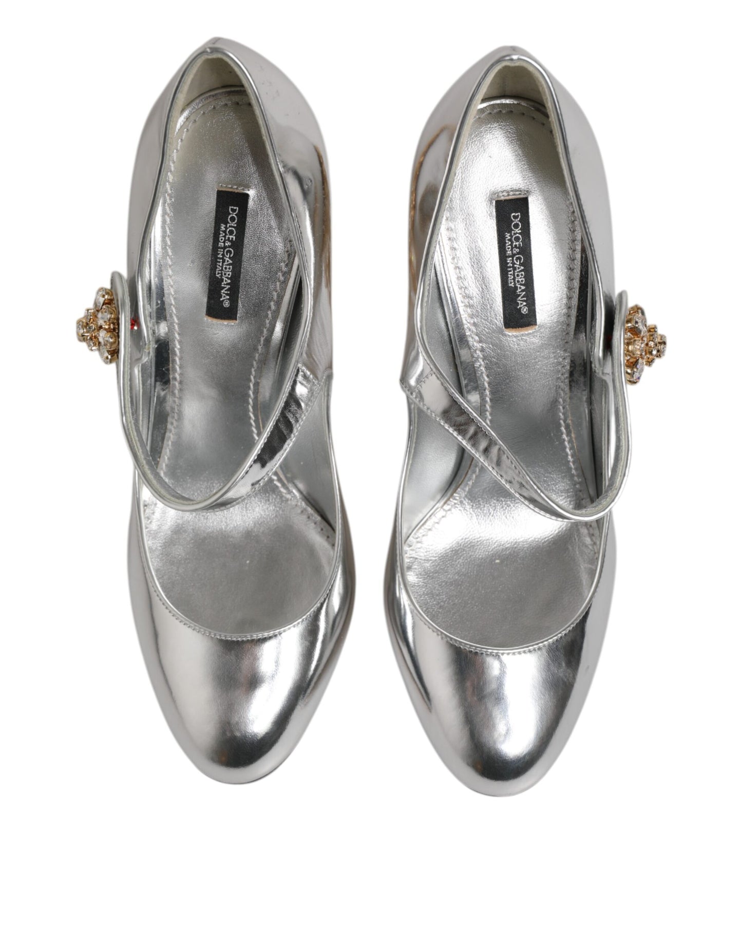 Dolce & Gabbana Silber Kronleuchter gemeißelt Ferse Mary Jane Pumpe Schuhe