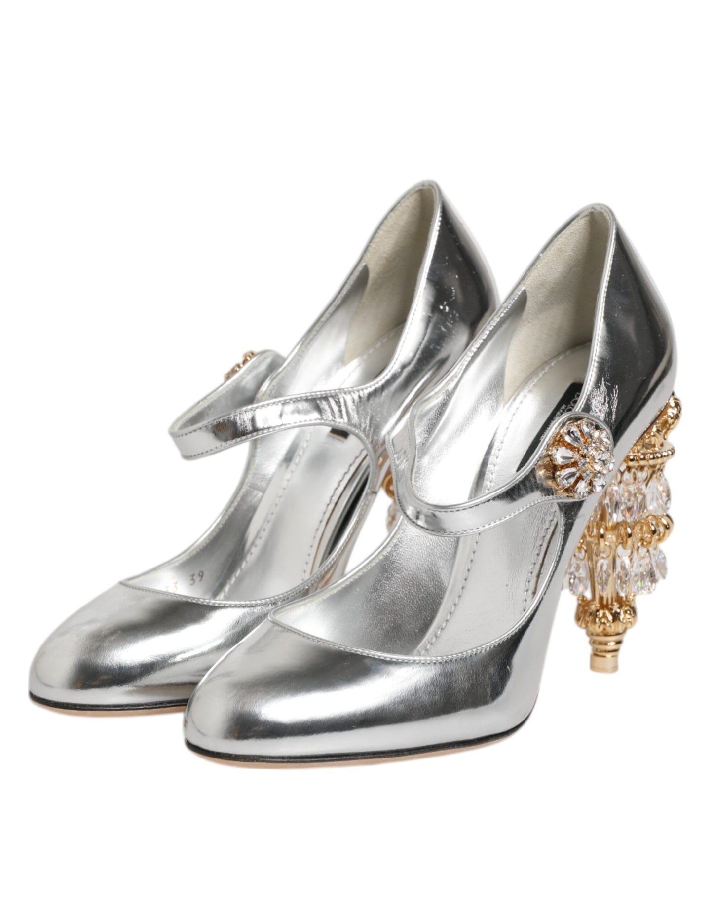 Dolce & Gabbana Silber Kronleuchter gemeißelt Ferse Mary Jane Pumpe Schuhe