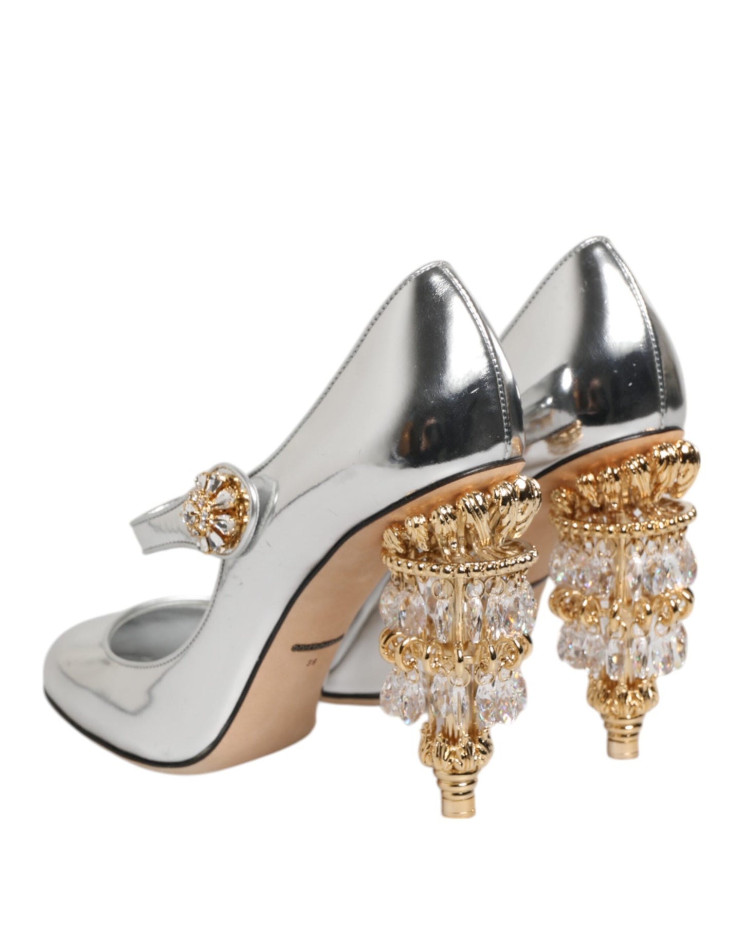 Dolce & Gabbana Silber Kronleuchter gemeißelt Ferse Mary Jane Pumpe Schuhe