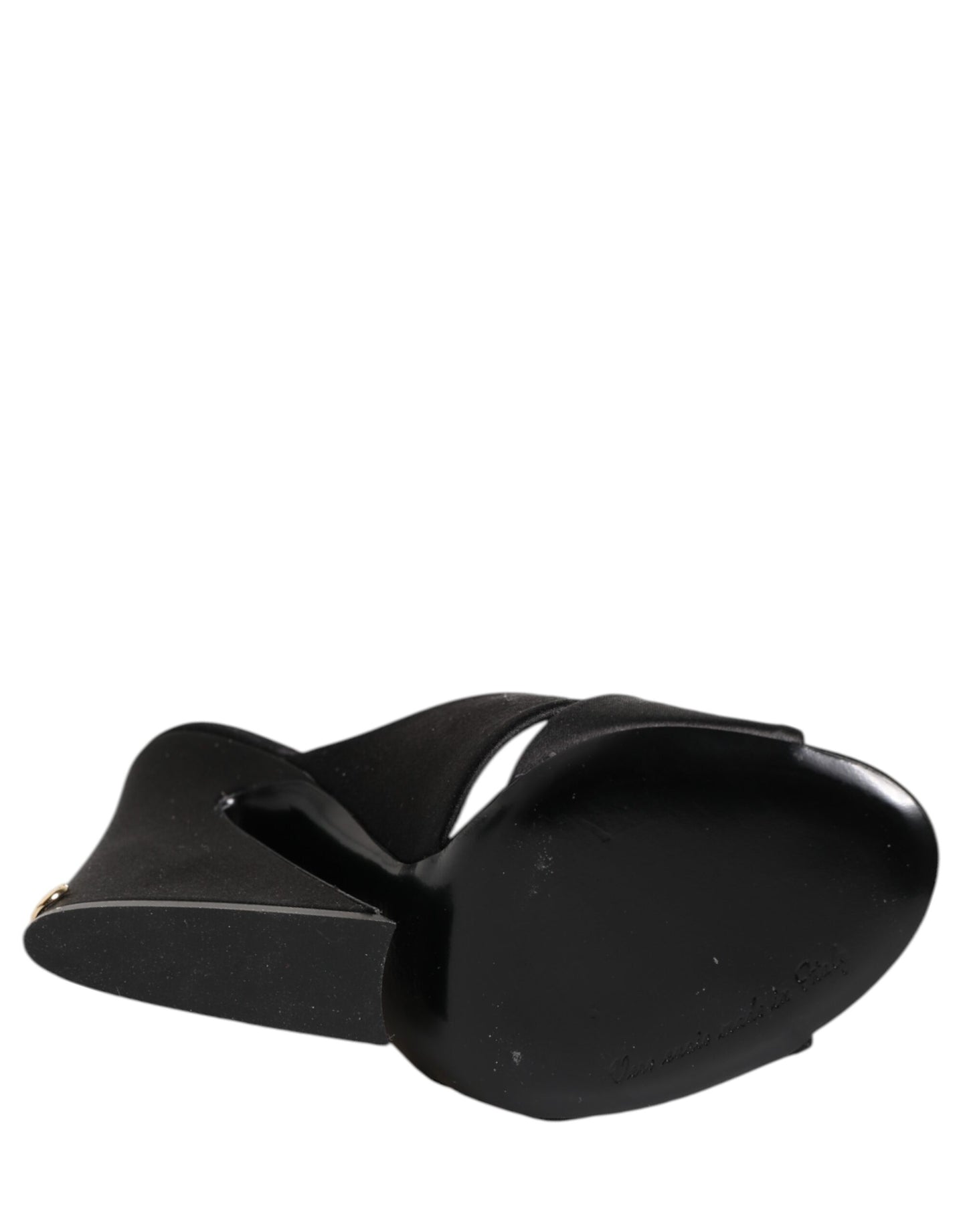Dolce & Gabbana Schwarzes Logo KEIRA Satin Slides Sandalen Schuhe