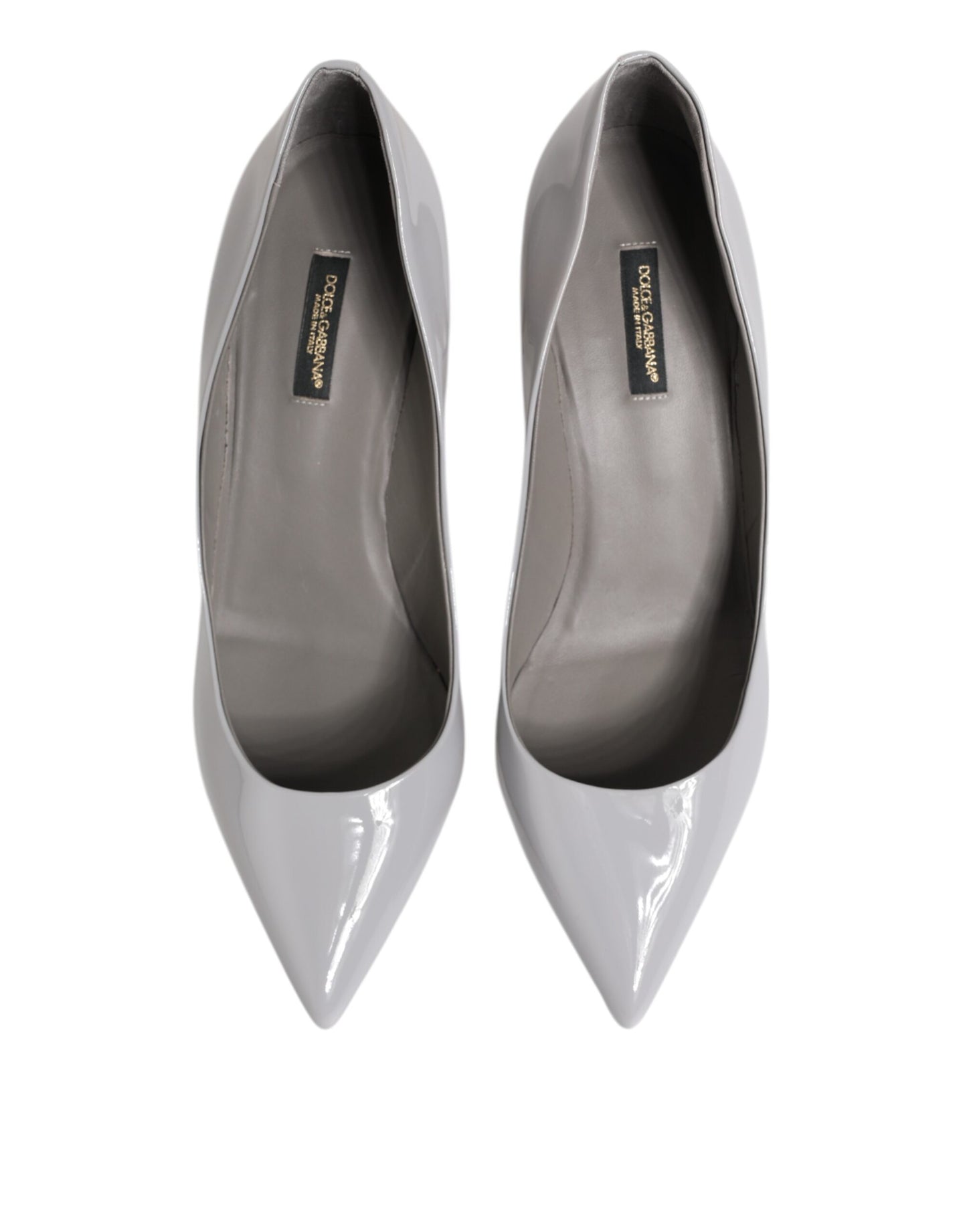 Dolce & Gabbana Hellgraue Leder Kitten Heels Pumps Schuhe